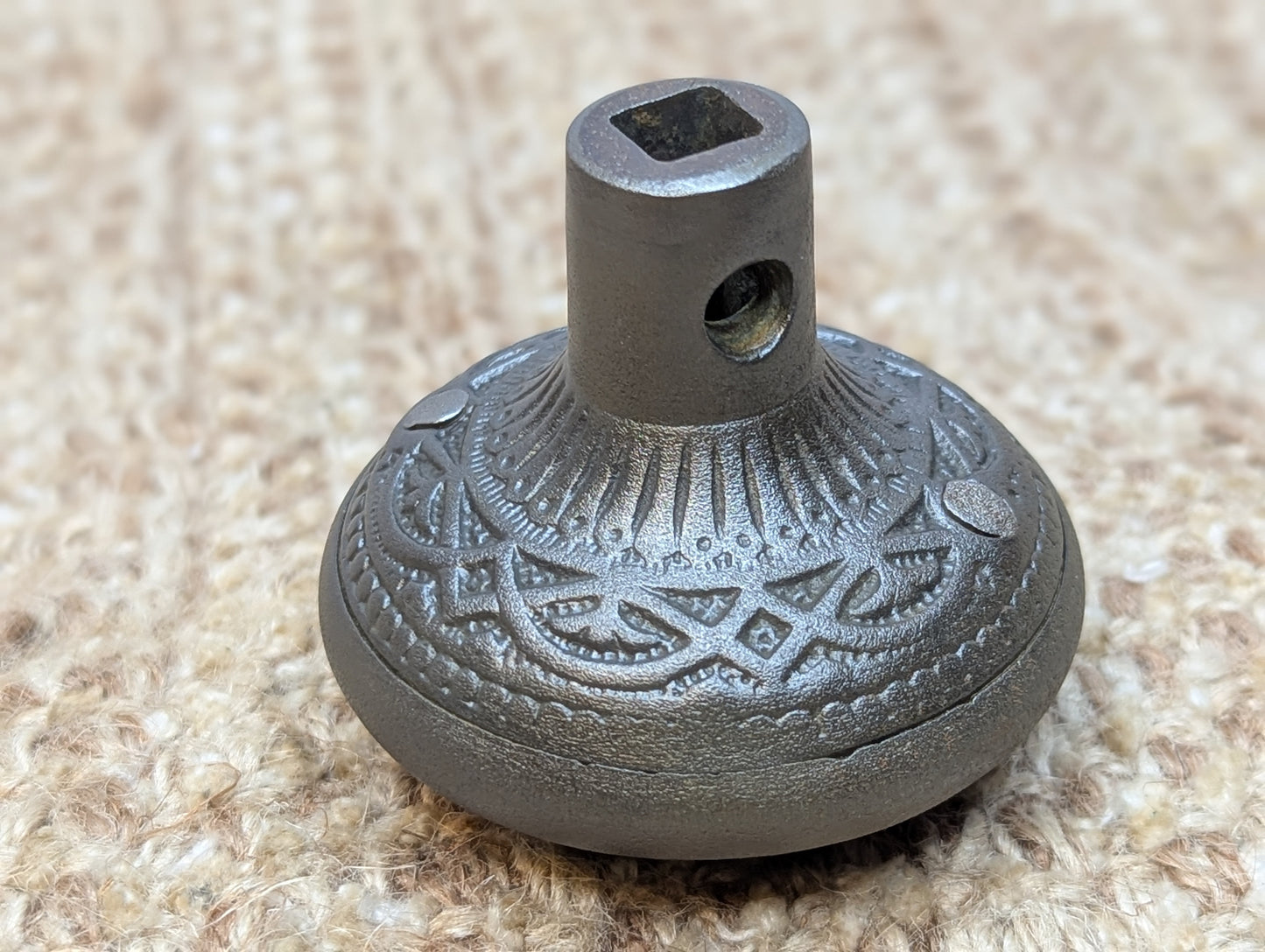 2 1/4" Antique Trenton Decorative Cast Iron Door Knob Circa 1887