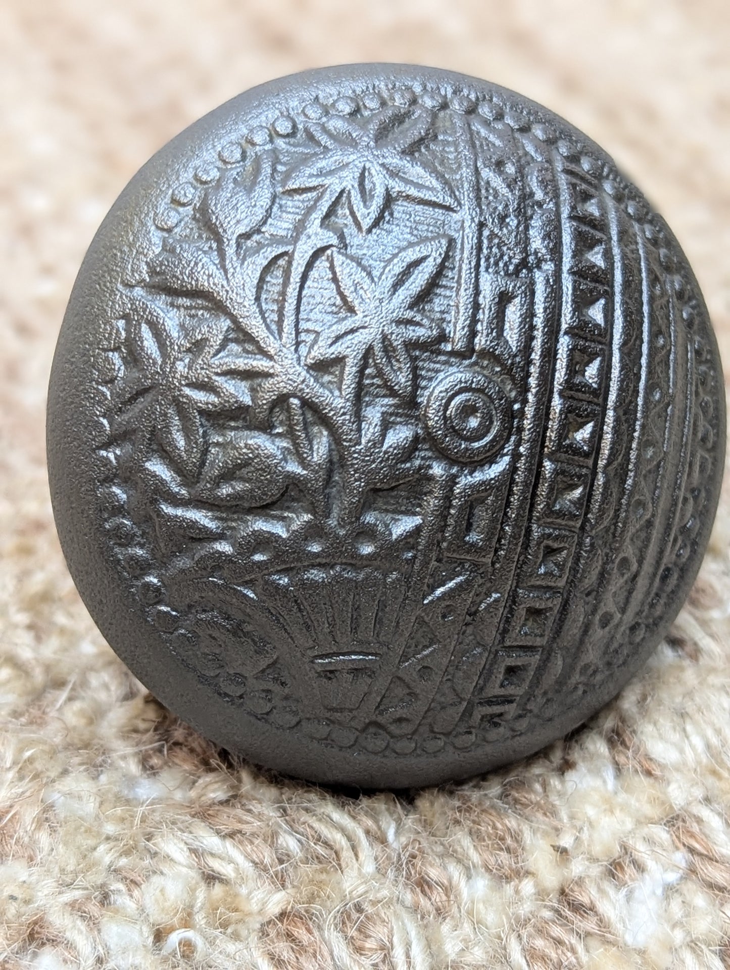 2 1/4" Antique Trenton Decorative Cast Iron Door Knob Circa 1887