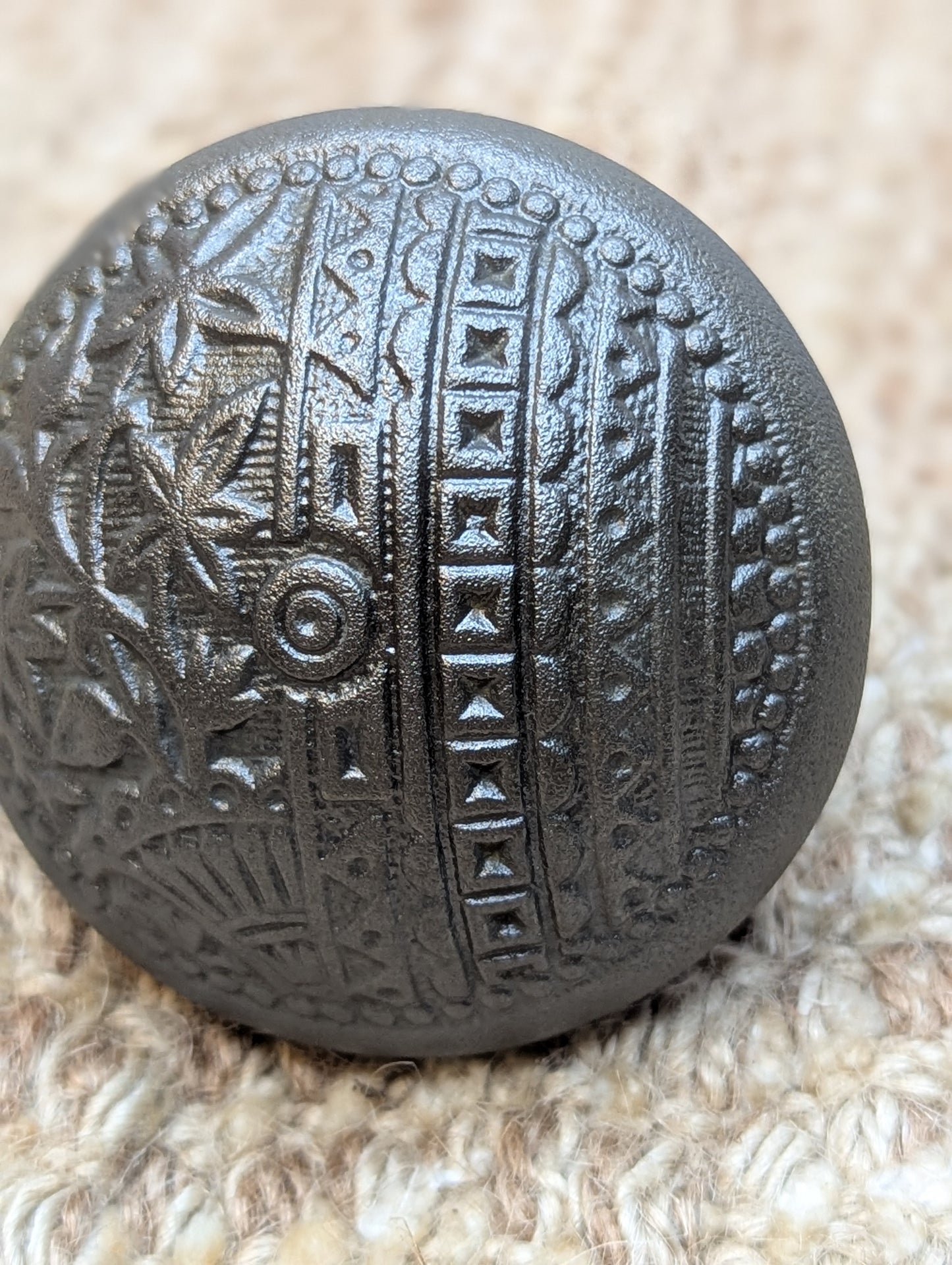 2 1/4" Antique Trenton Decorative Cast Iron Door Knob Circa 1887