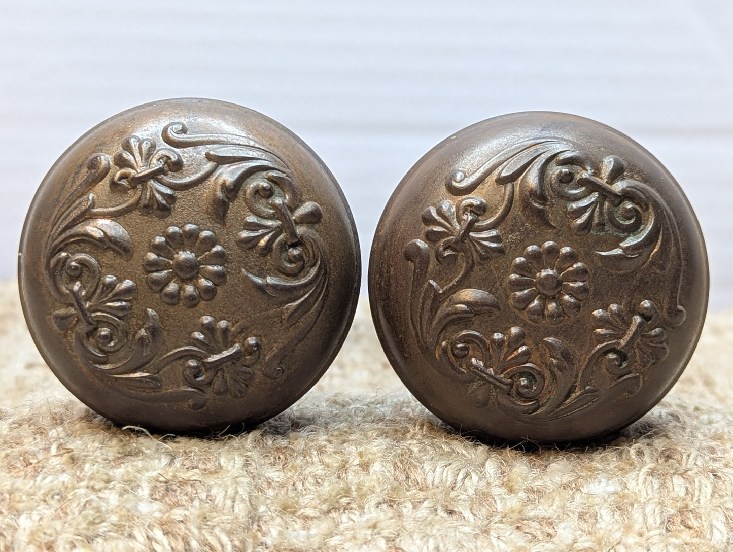 2 1/4" Antique Penn Hardware Steel Door Knob Set Door Hardware Circa 1915