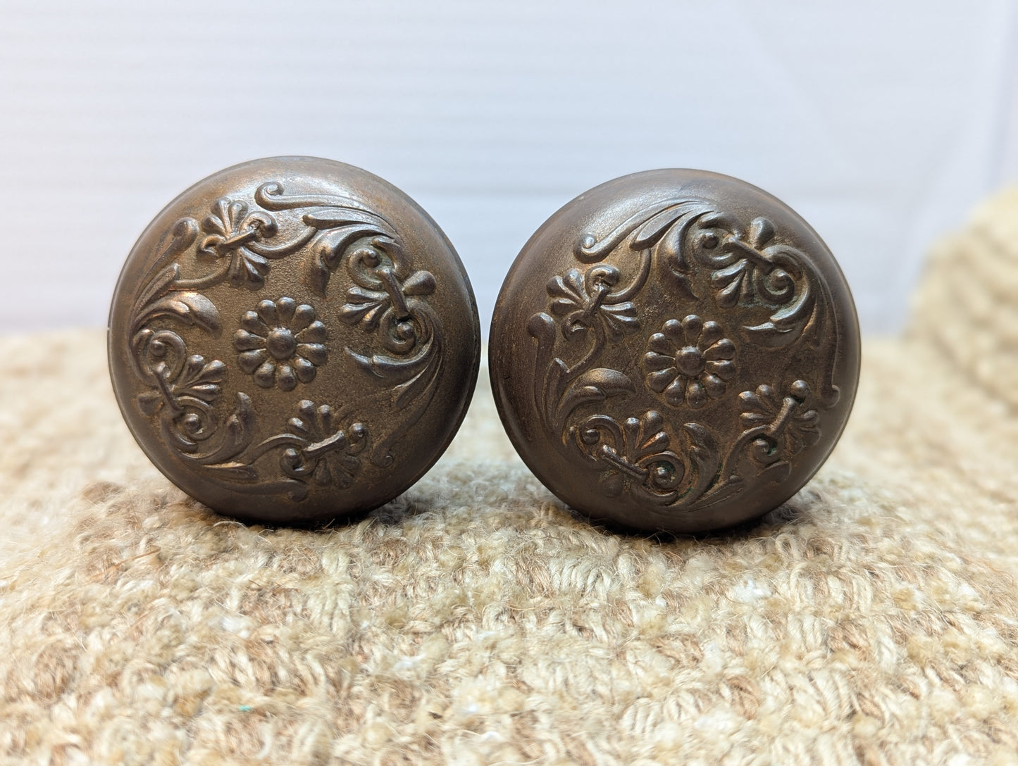 2 1/4" Antique Penn Hardware Steel Door Knob Set Door Hardware Circa 1915