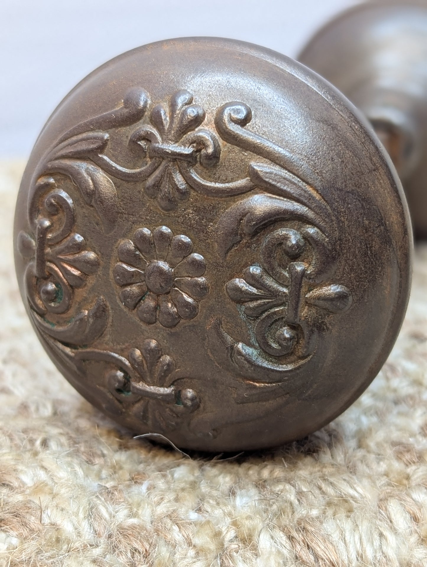 2 1/4" Antique Penn Hardware Steel Door Knob Set Door Hardware Circa 1915