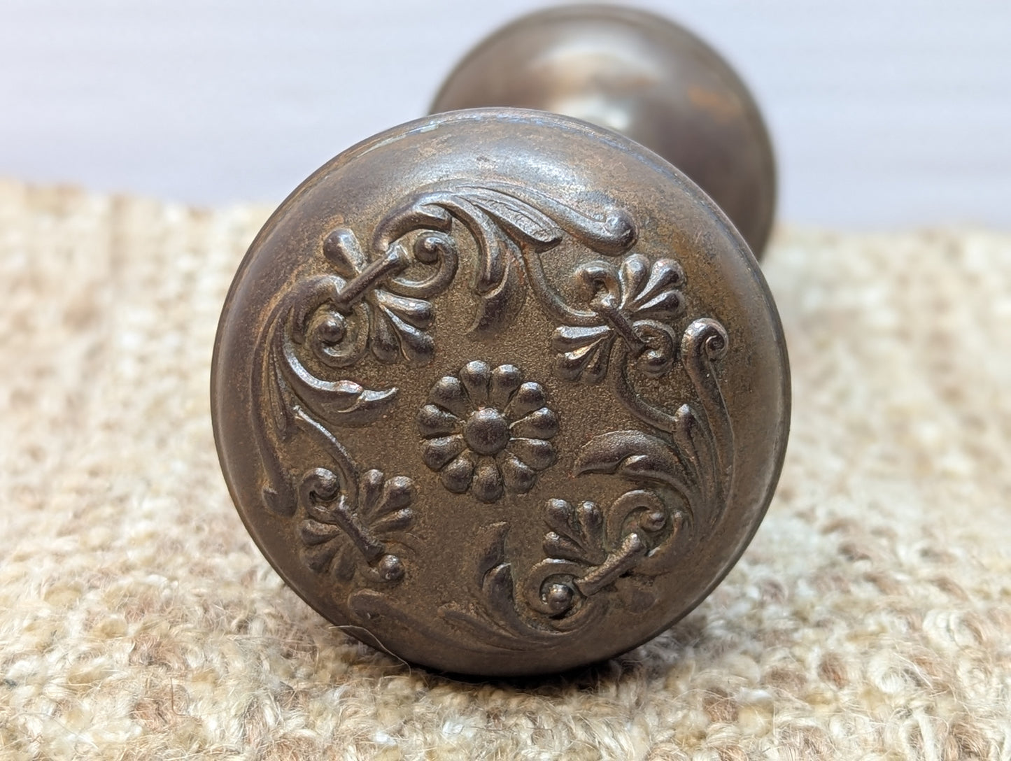 2 1/4" Antique Penn Hardware Steel Door Knob Set Door Hardware Circa 1915