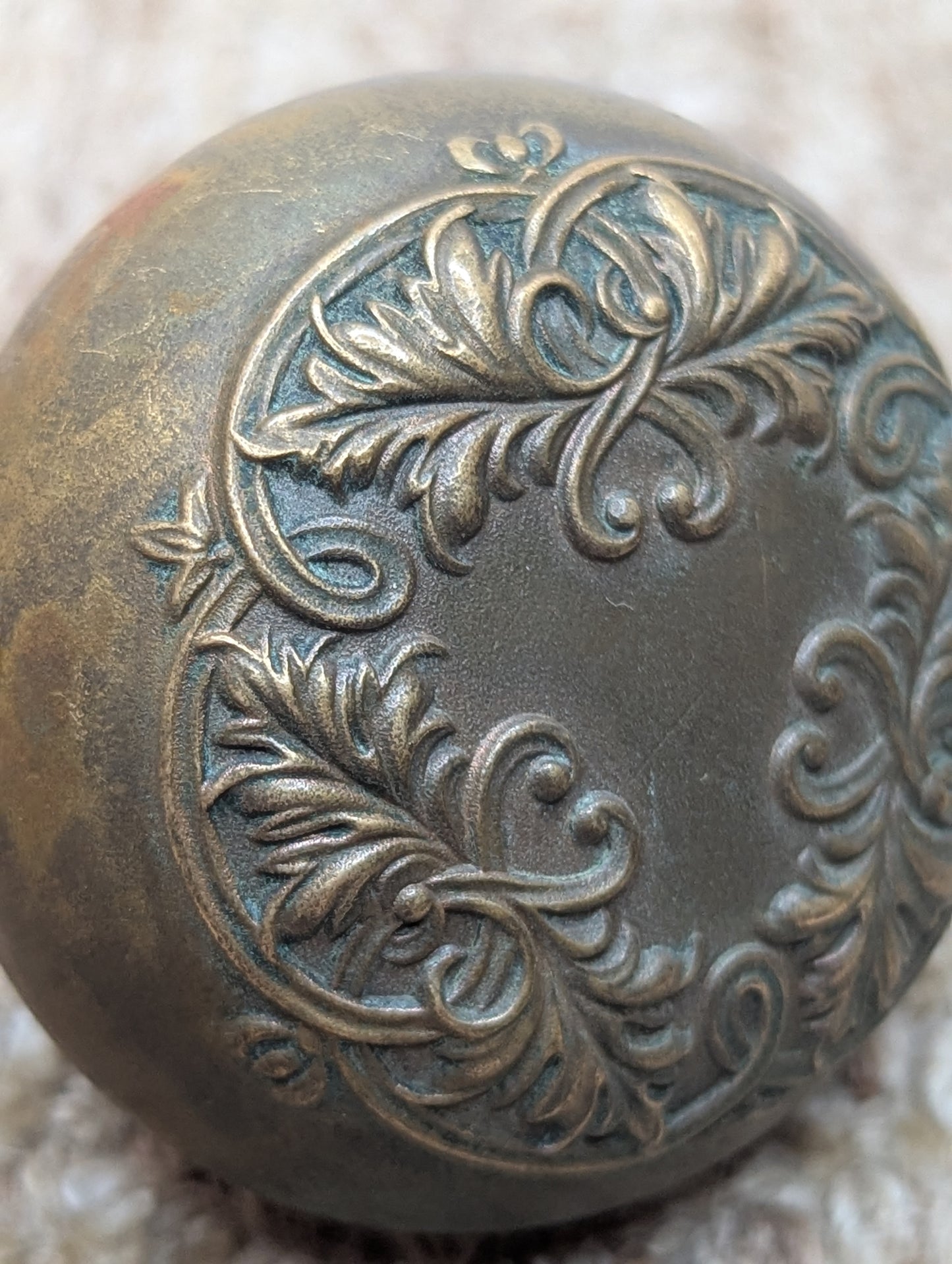 2 1/4" Antique Corbin "Loraine" Brass Door Knob Door Hardware Circa 1905