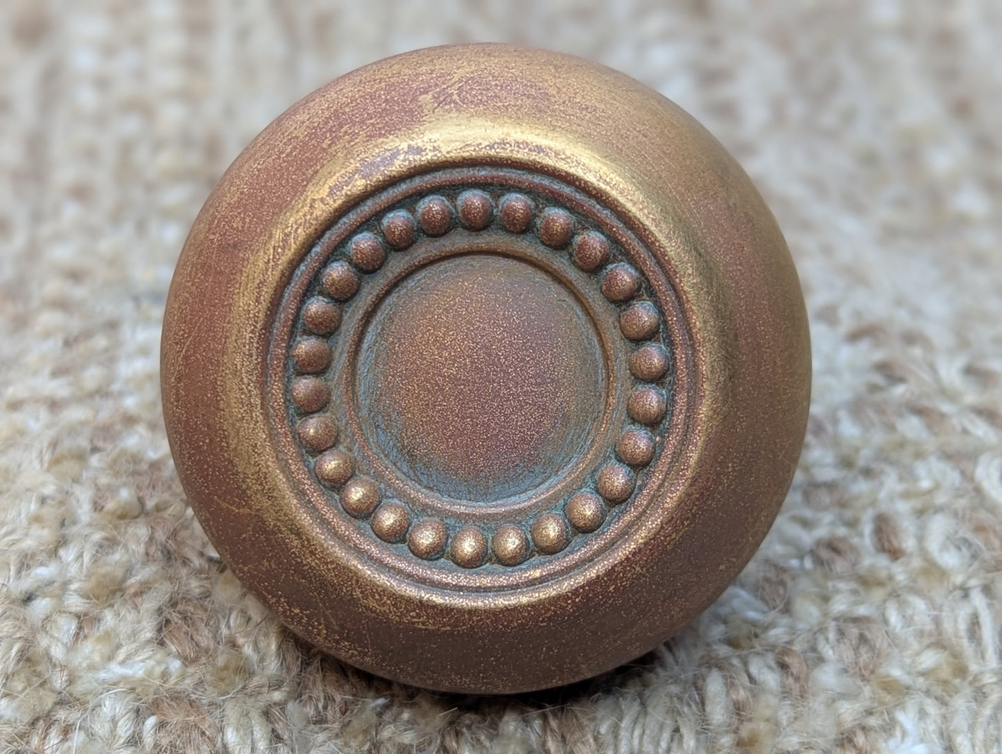 2 1/4" Antique Russell & Erwin Brass Door Knob Circa 1926 and Spiral Glass Door Knob