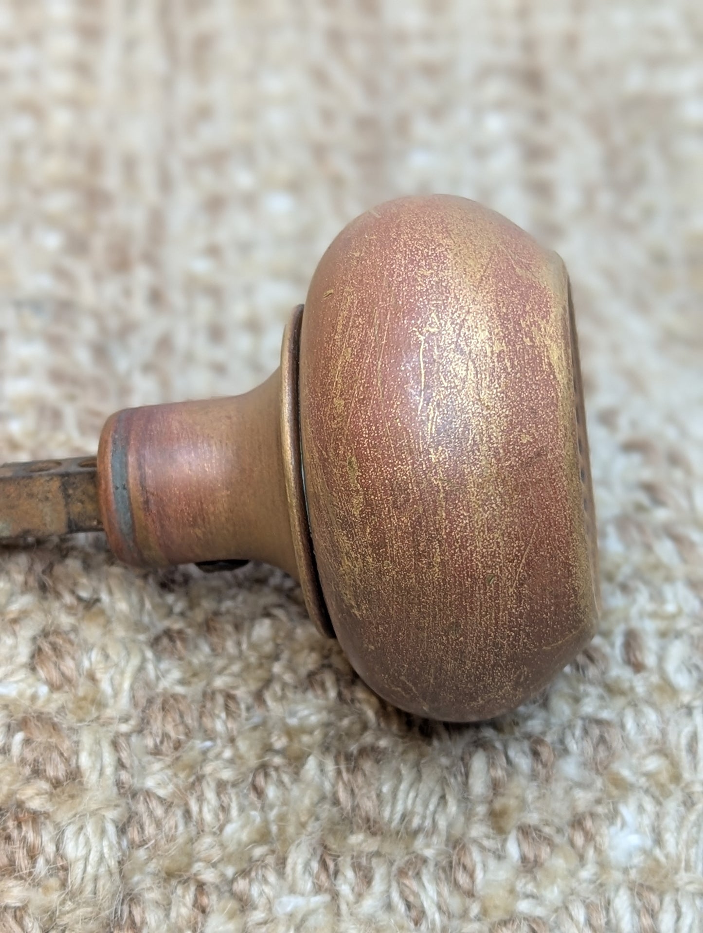 2 1/4" Antique Russell & Erwin Brass Door Knob Circa 1926 and Spiral Glass Door Knob