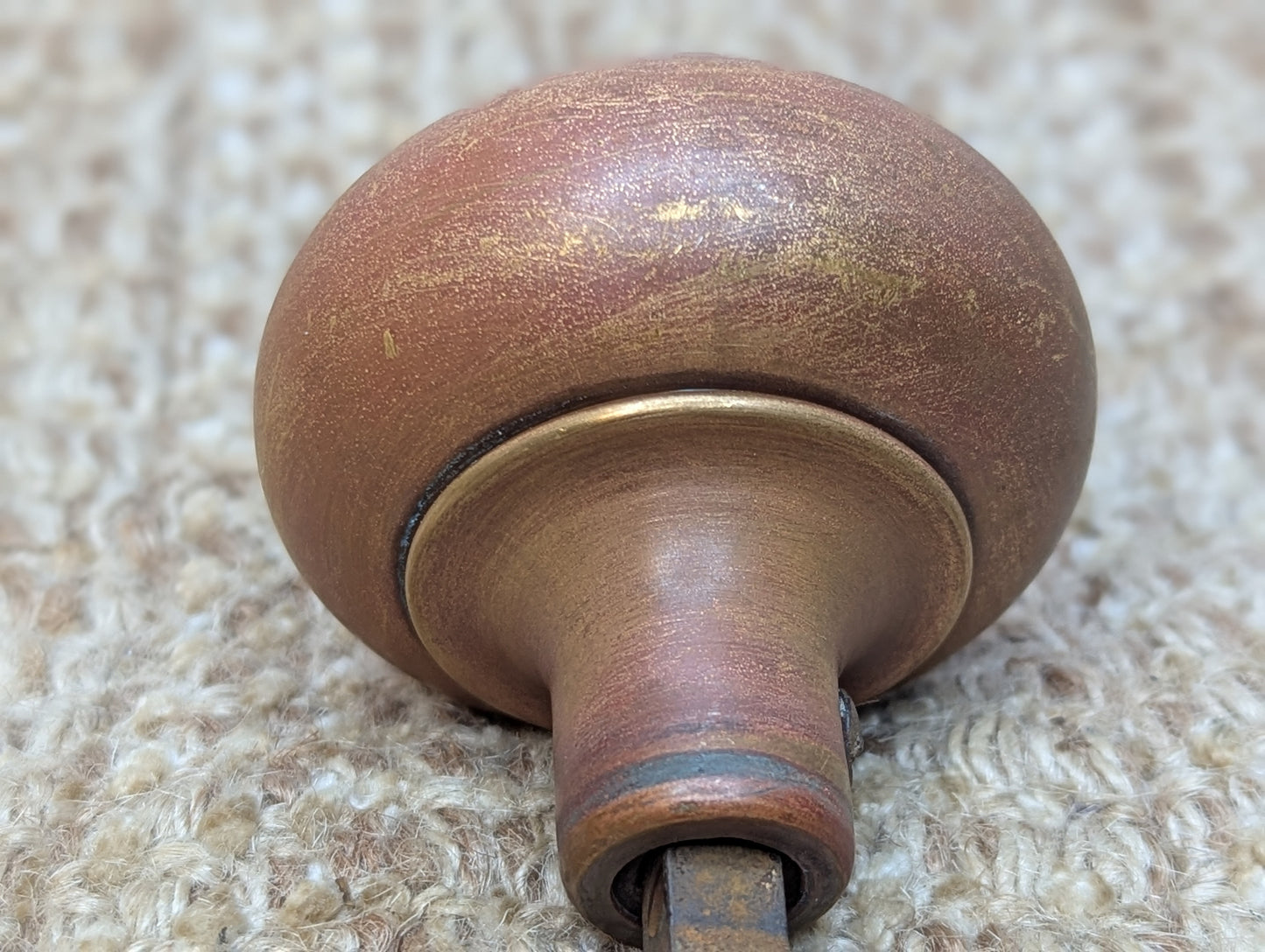 2 1/4" Antique Russell & Erwin Brass Door Knob Circa 1926 and Spiral Glass Door Knob