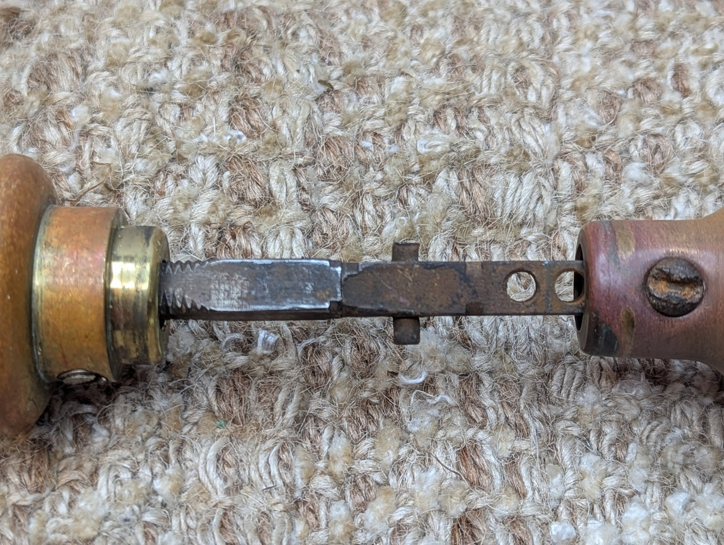 2 1/4" Antique Russell & Erwin Brass Door Knob Circa 1926 and Spiral Glass Door Knob