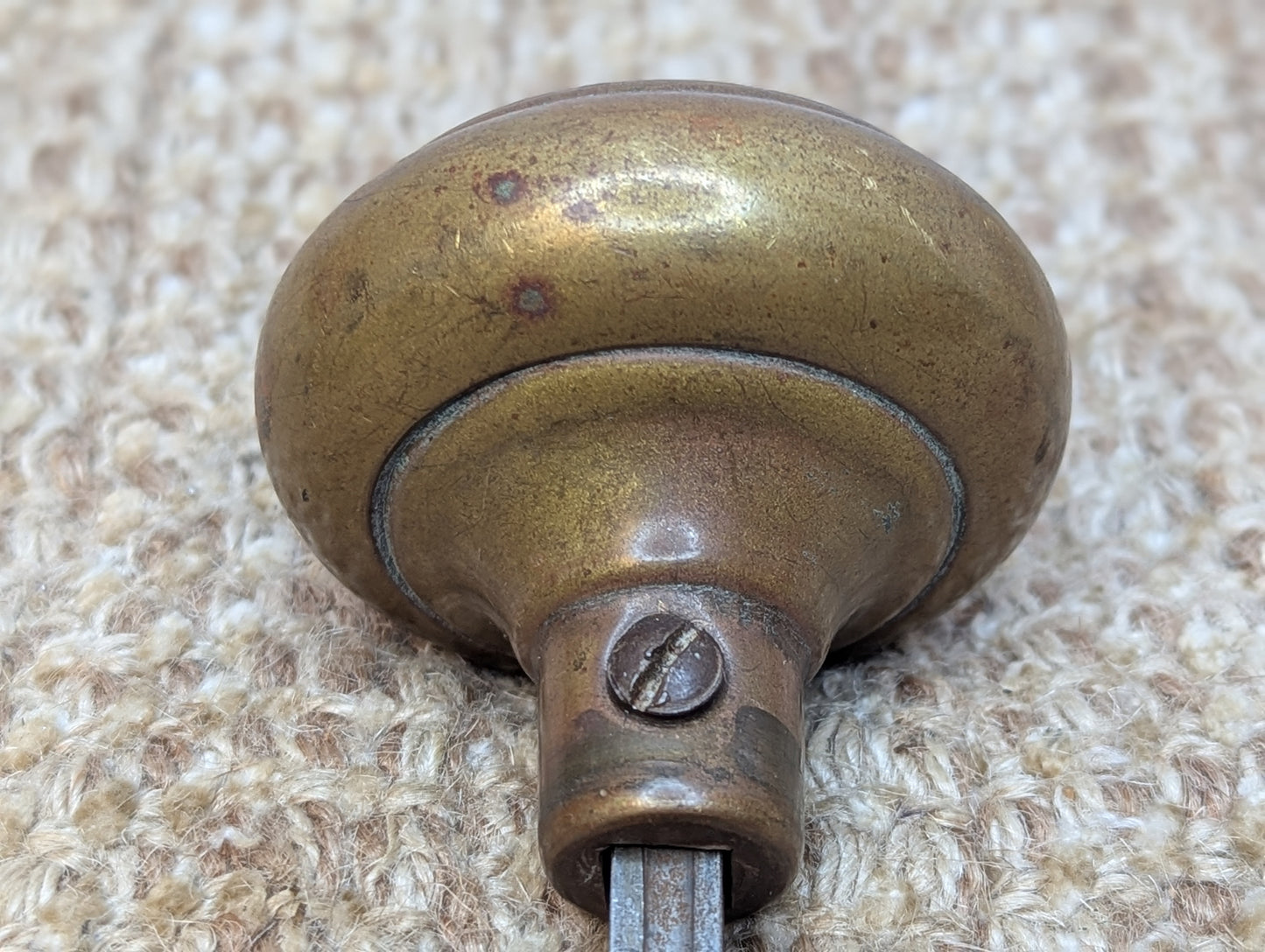 2 1/4" Antique Reading "Creston" Brass Door Knob Circa 1900 and Octagon Glass Door Knob