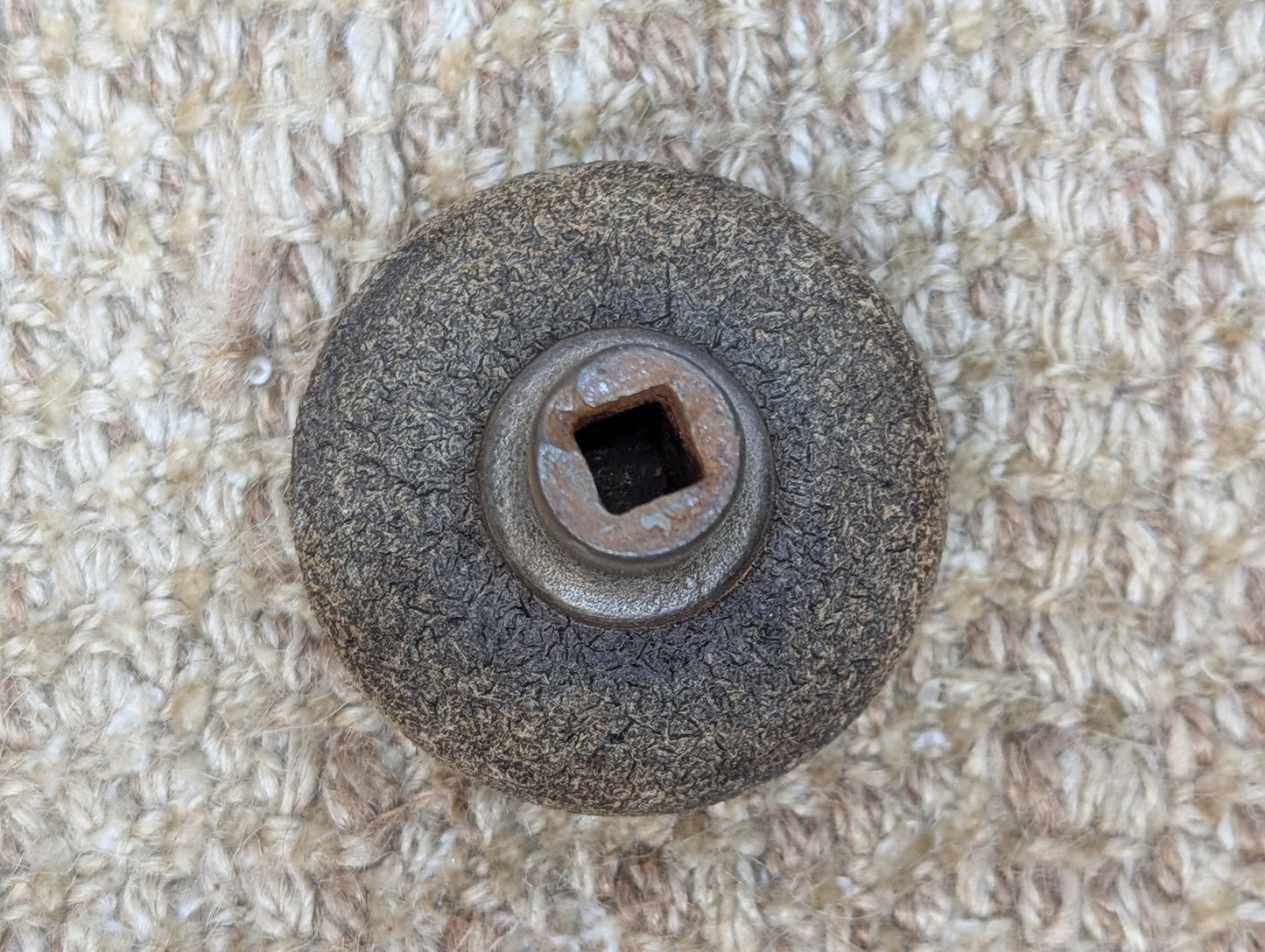 2 1/4" Antique Dibble Mfg. Co. Saxon Shield Design Hemacite Door Knob & 2 1/4" Rosette Door Hardware Circa 1878