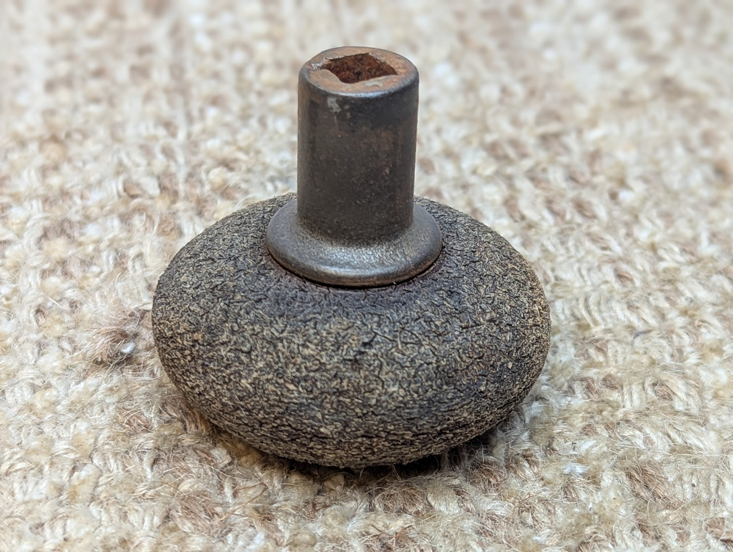 2 1/4" Antique Dibble Mfg. Co. Saxon Shield Design Hemacite Door Knob & 2 1/4" Rosette Door Hardware Circa 1878