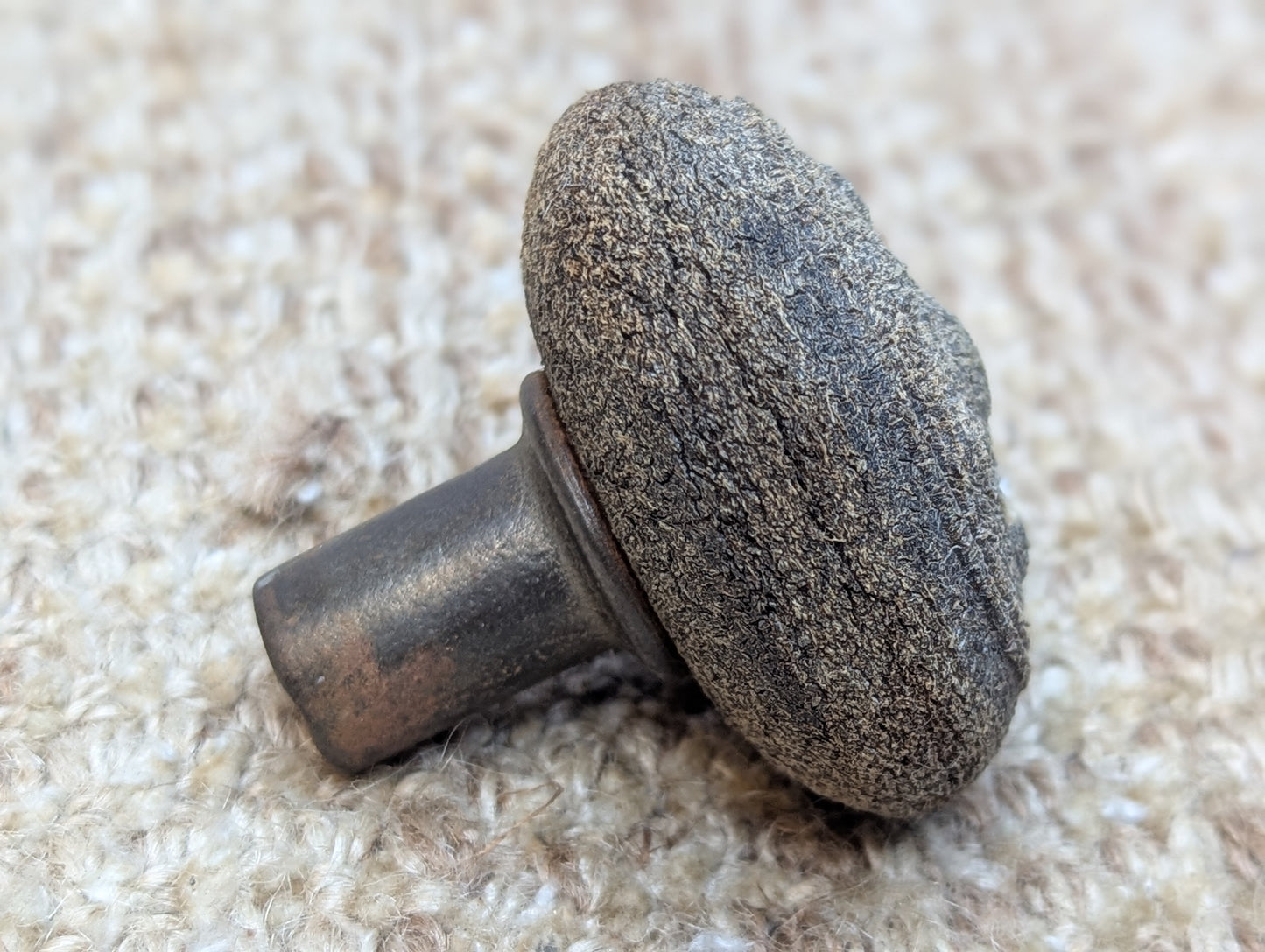 2 1/4" Antique Dibble Mfg. Co. Saxon Shield Design Hemacite Door Knob & 2 1/4" Rosette Door Hardware Circa 1878