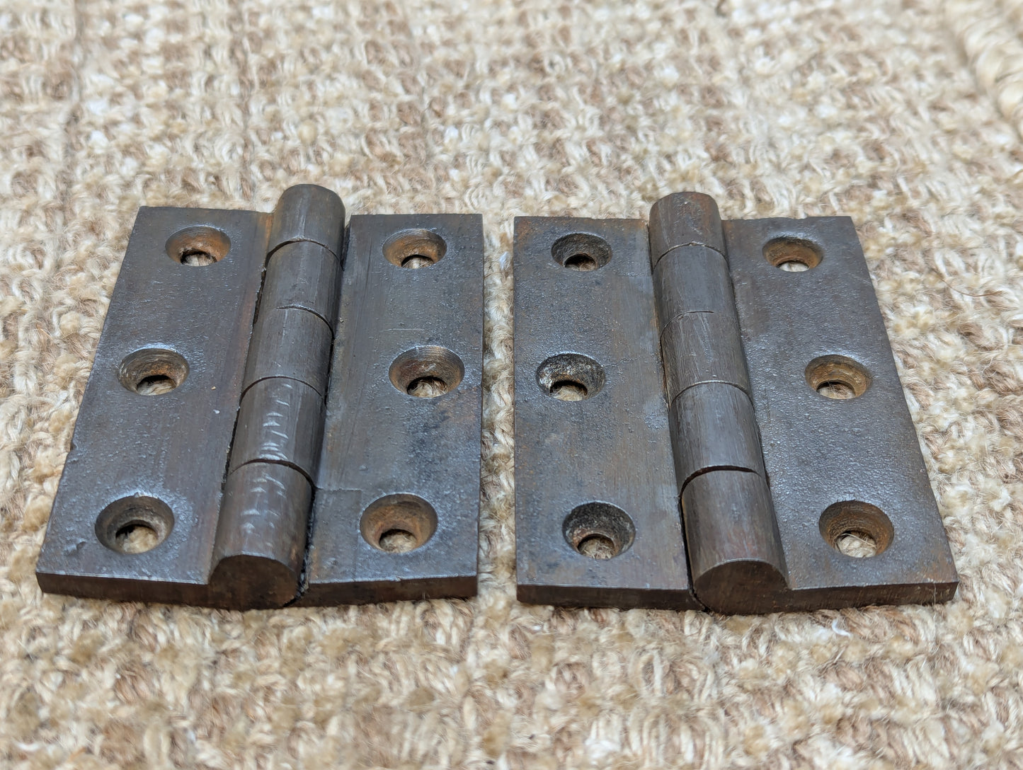 Pair 2 1/2" x 3 1/2" Antique Cast Iron Butt Hinges Door Hardware