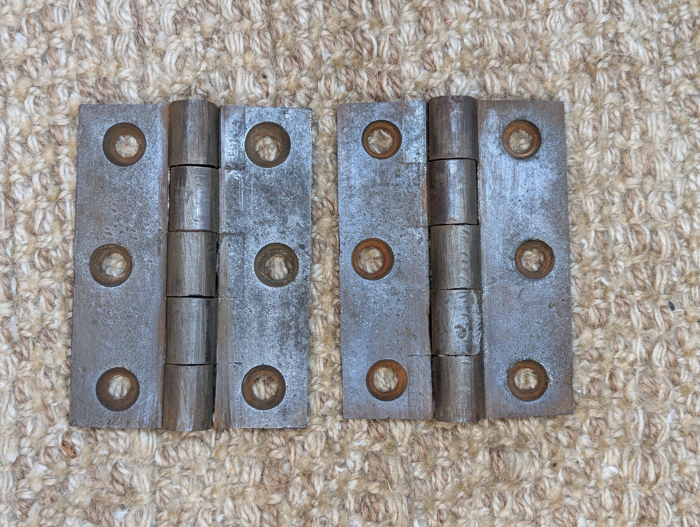 Pair 2 1/2" x 3 1/2" Antique Cast Iron Butt Hinges Door Hardware