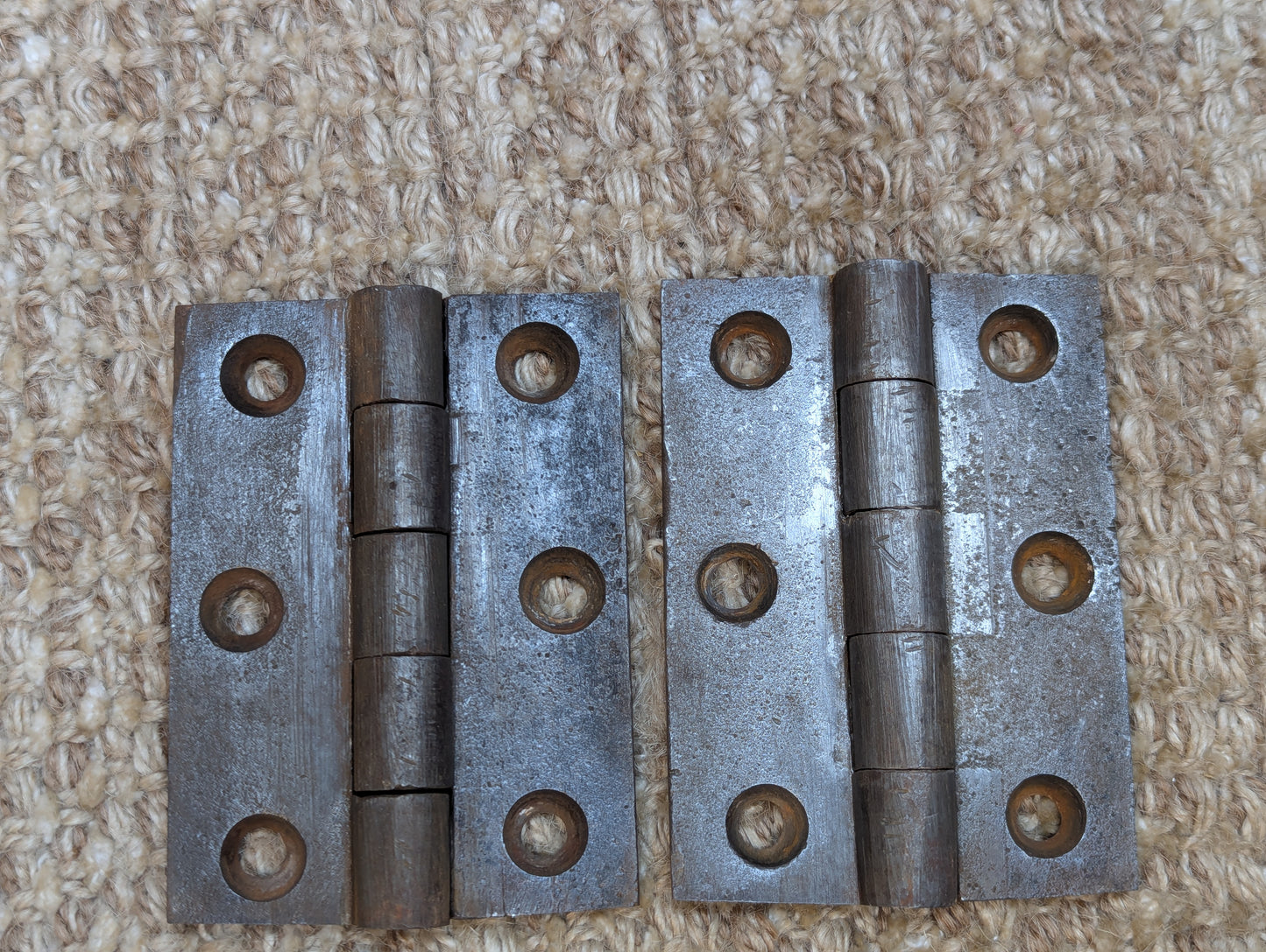 Pair 2 1/2" x 3 1/2" Antique Cast Iron Butt Hinges Door Hardware