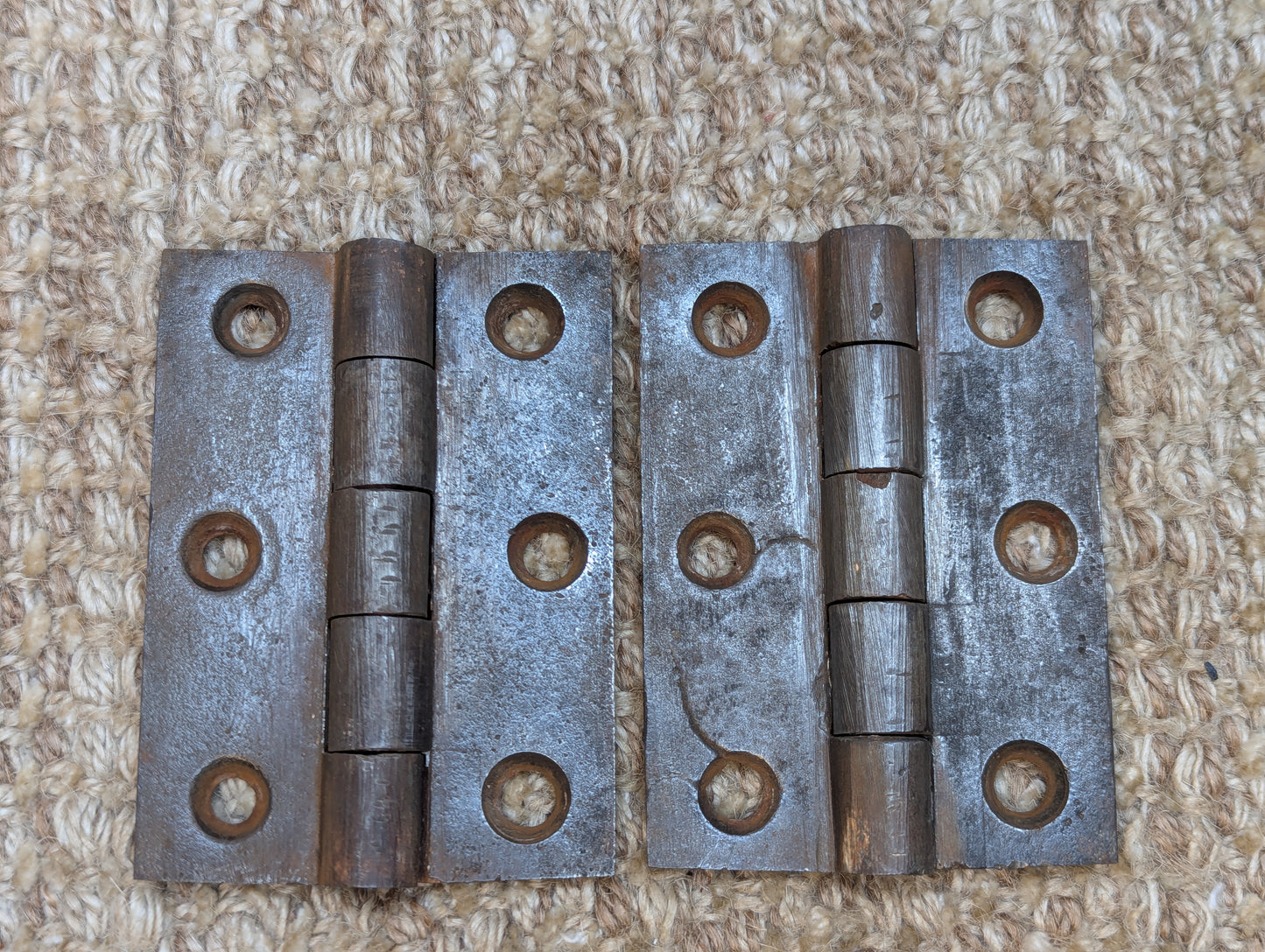 Pair 2 1/2" x 3 1/2" Antique Cast Iron Butt Hinges Door Hardware