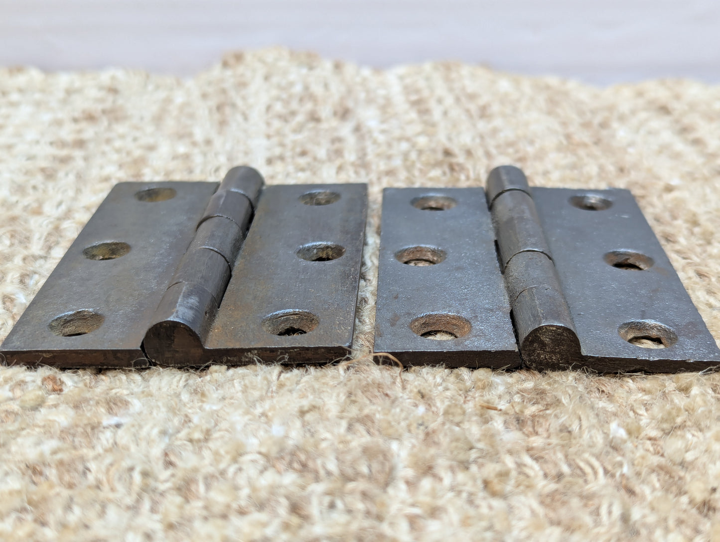 Pair 2 1/2" x 3 1/2" Antique Cast Iron Butt Hinges Door Hardware