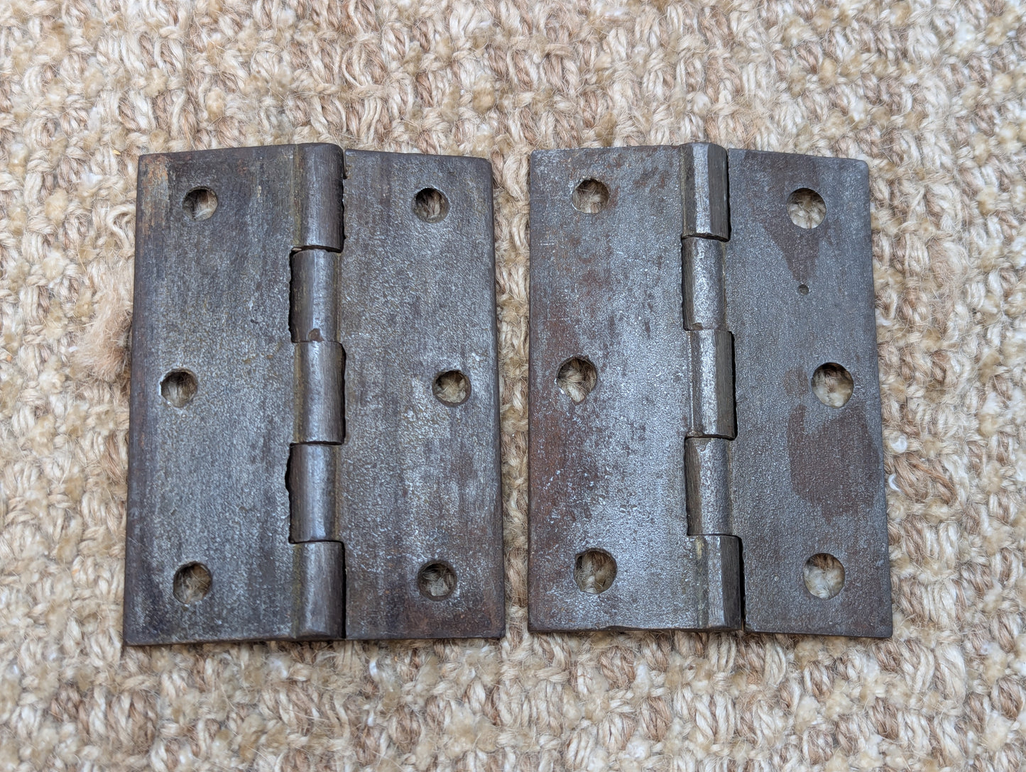 Pair 2 1/2" x 3 1/2" Antique Cast Iron Butt Hinges Door Hardware