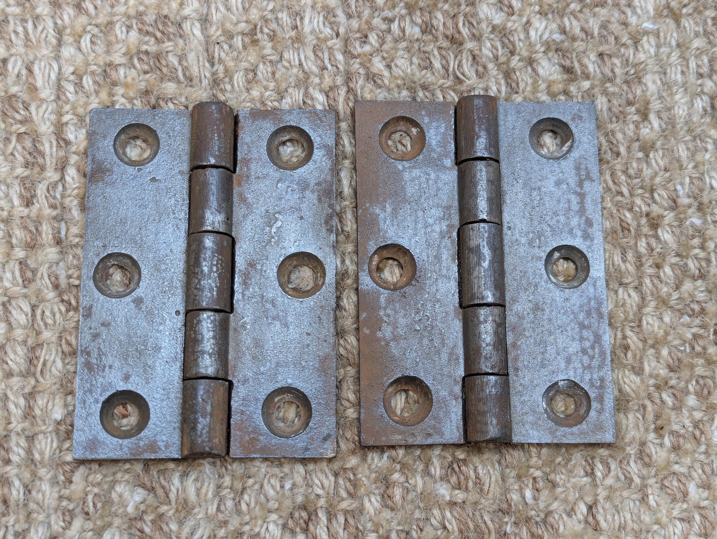 Pair 2 1/2" x 3 1/2" Antique Cast Iron Butt Hinges Door Hardware