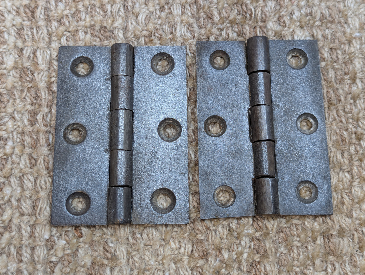 Pair 2 1/2" x 3 1/2" Antique Cast Iron Butt Hinges Door Hardware