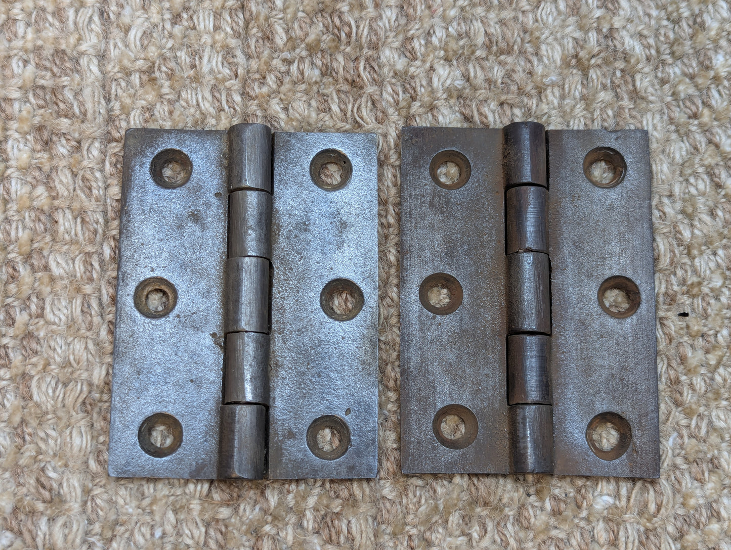 Pair 2 1/2" x 3 1/2" Antique Cast Iron Butt Hinges Door Hardware