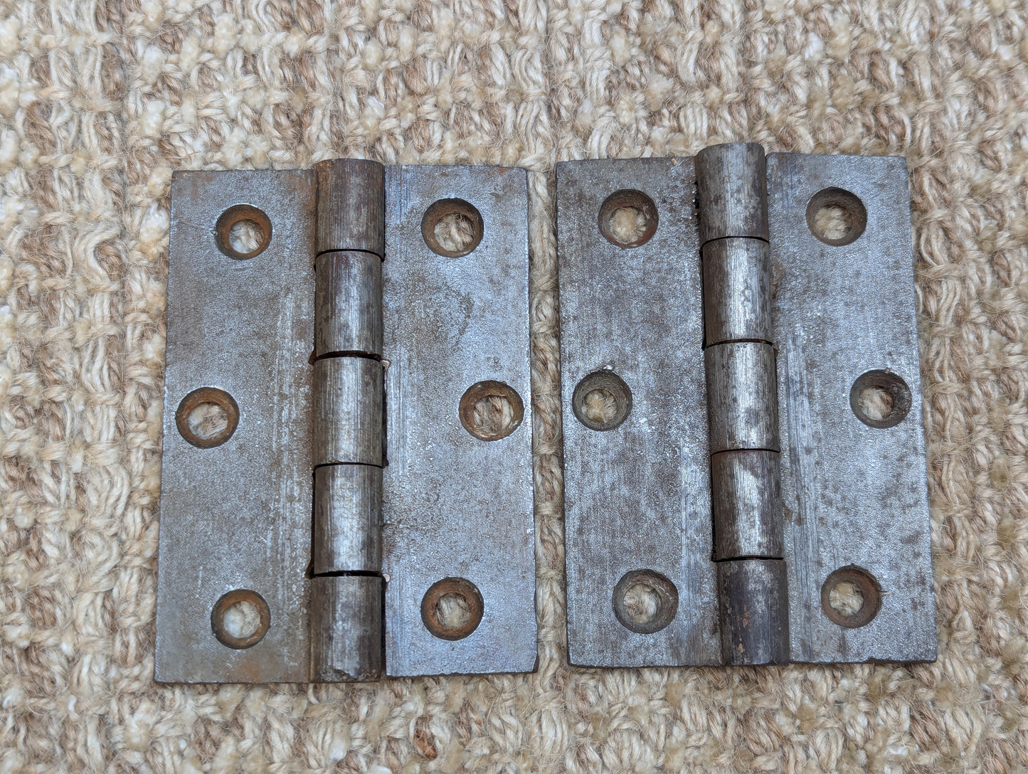 Pair 2 1/2" x 3 1/2" Antique Cast Iron Butt Hinges Door Hardware