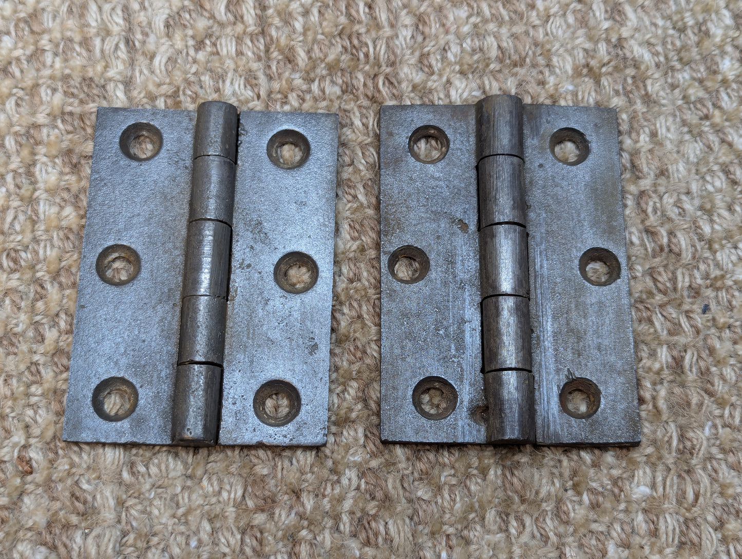 Pair 2 1/2" x 3 1/2" Antique Cast Iron Butt Hinges Door Hardware