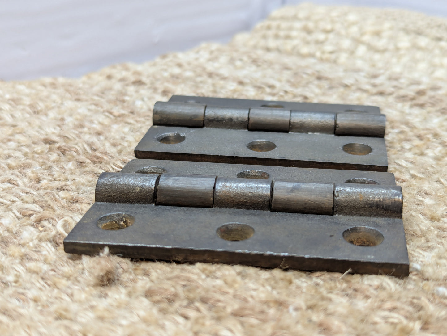Pair 2 3/8" x 3 1/2" Antique Cast Iron Butt Hinges Door Hardware