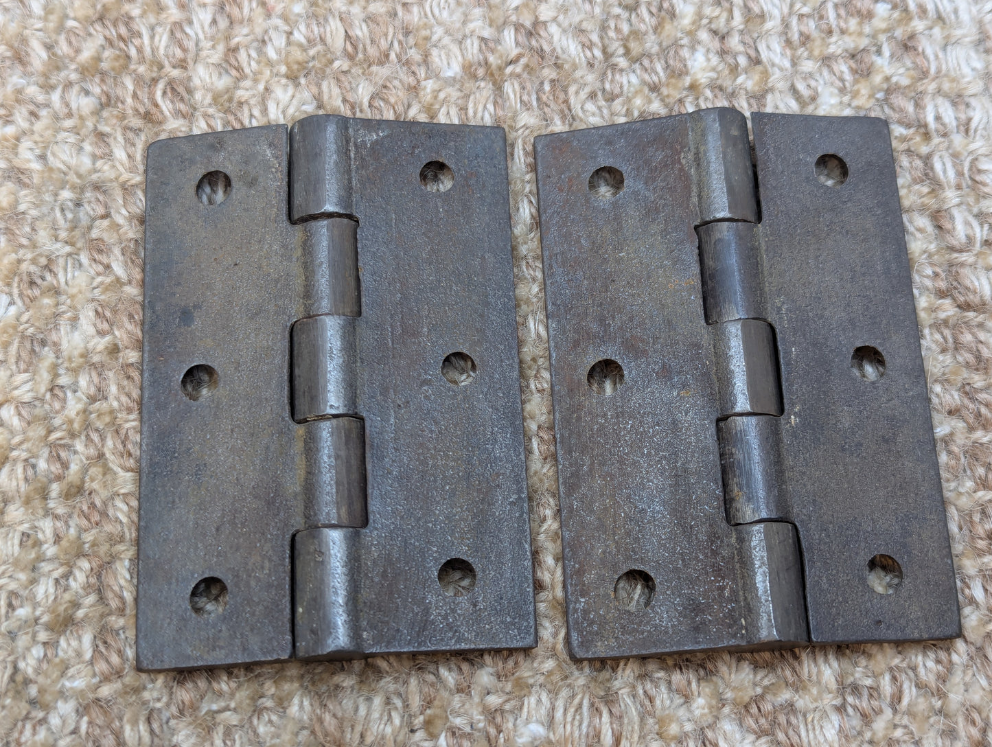 Pair 2 3/8" x 3 1/2" Antique Cast Iron Butt Hinges Door Hardware