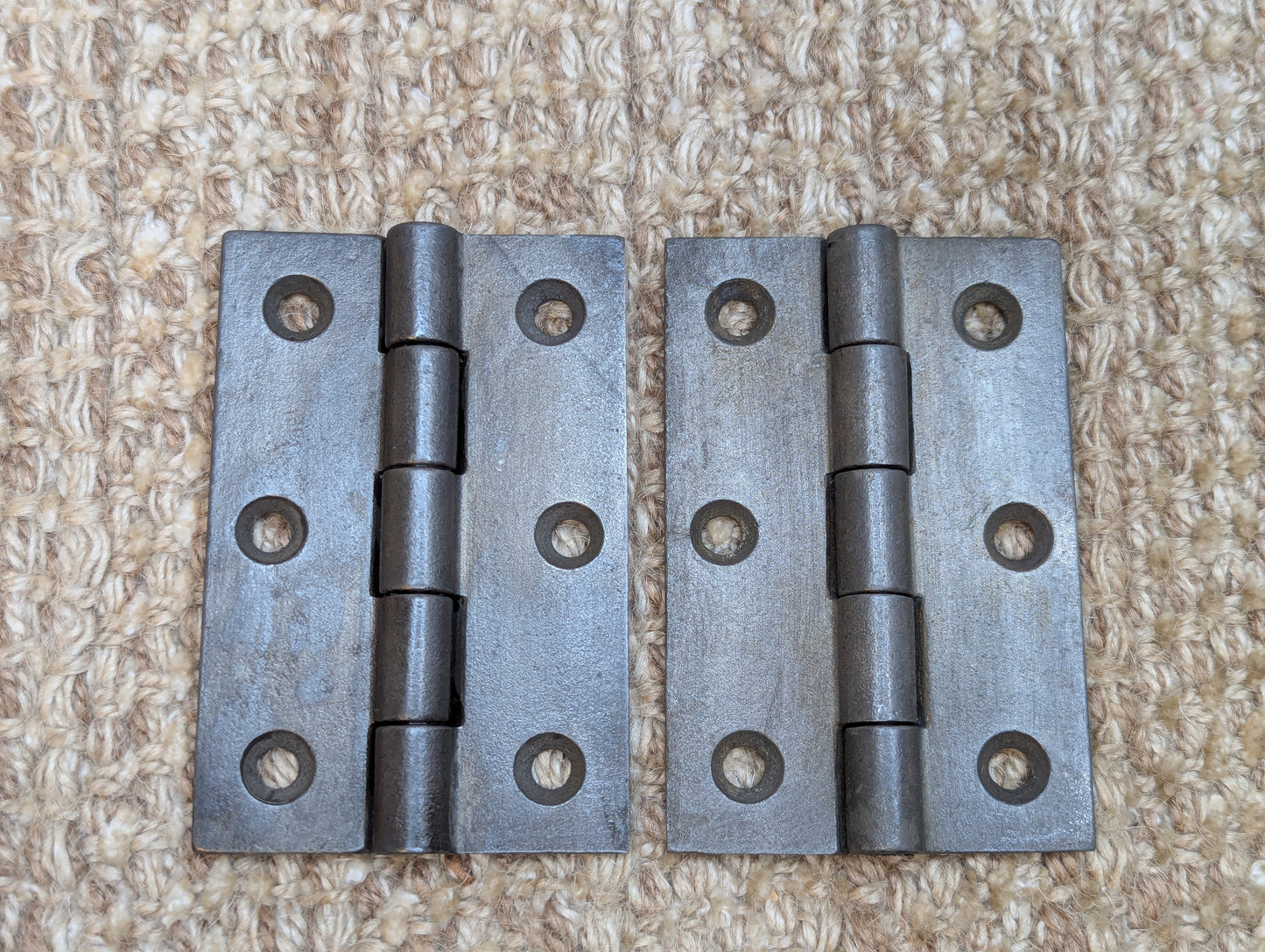 Pair 2 3/8" x 3 1/2" Antique Cast Iron Butt Hinges Door Hardware