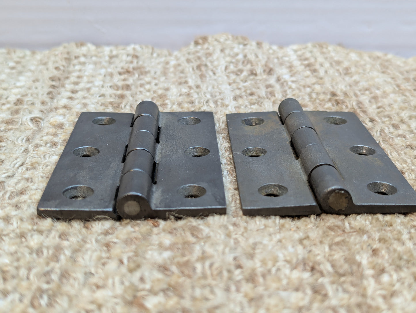 Pair 2 3/8" x 3 1/2" Antique Cast Iron Butt Hinges Door Hardware