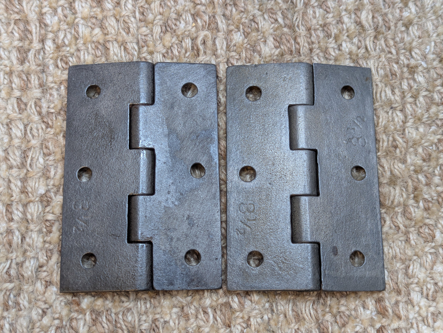 Pair 2 3/8" x 3 1/2" Antique Cast Iron Butt Hinges Door Hardware
