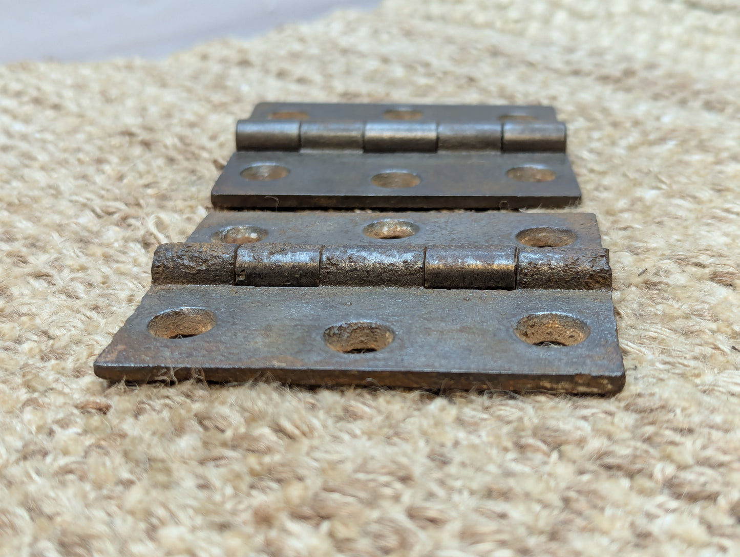 Pair 3" x 3 1/2" Antique Cast Iron Butt Hinges Door Hardware