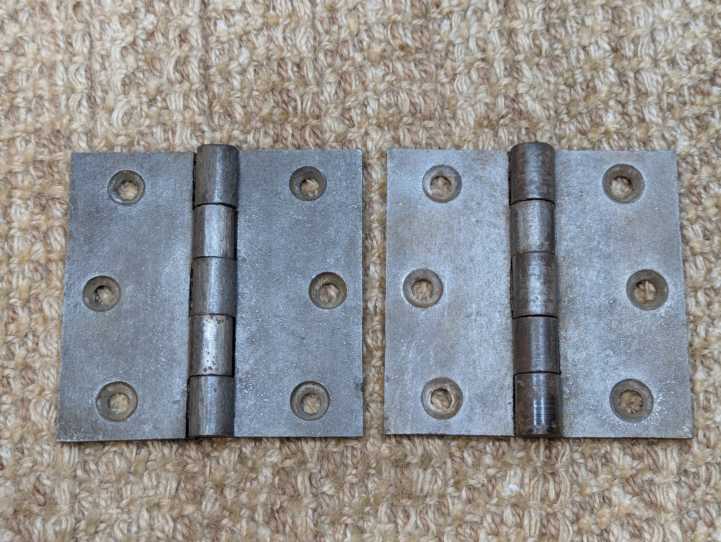 Pair 3 1/2" x 3 1/2" Antique Cast Iron Butt Hinges Door Hardware