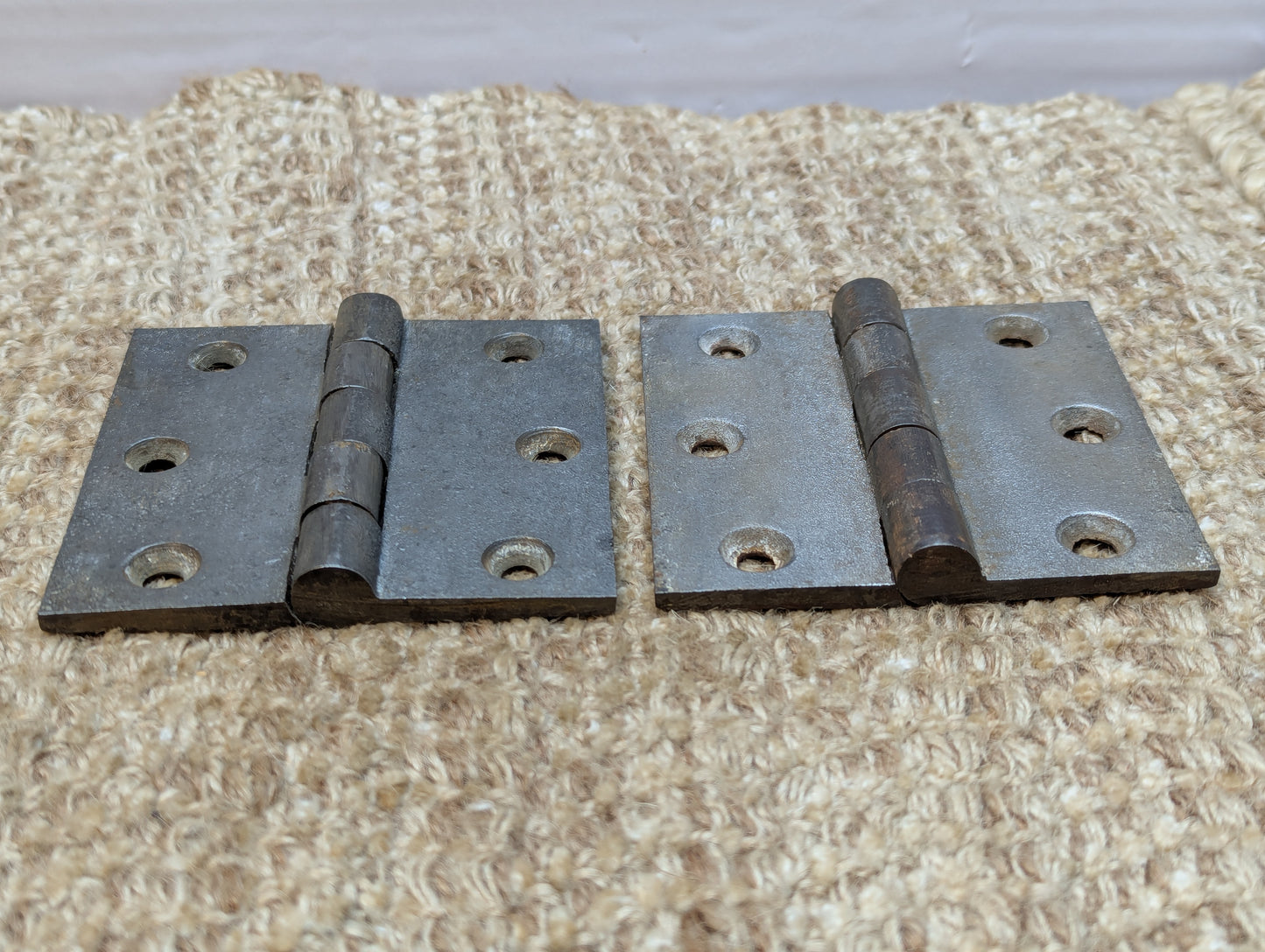 Pair 3 1/2" x 3 1/2" Antique Cast Iron Butt Hinges Door Hardware