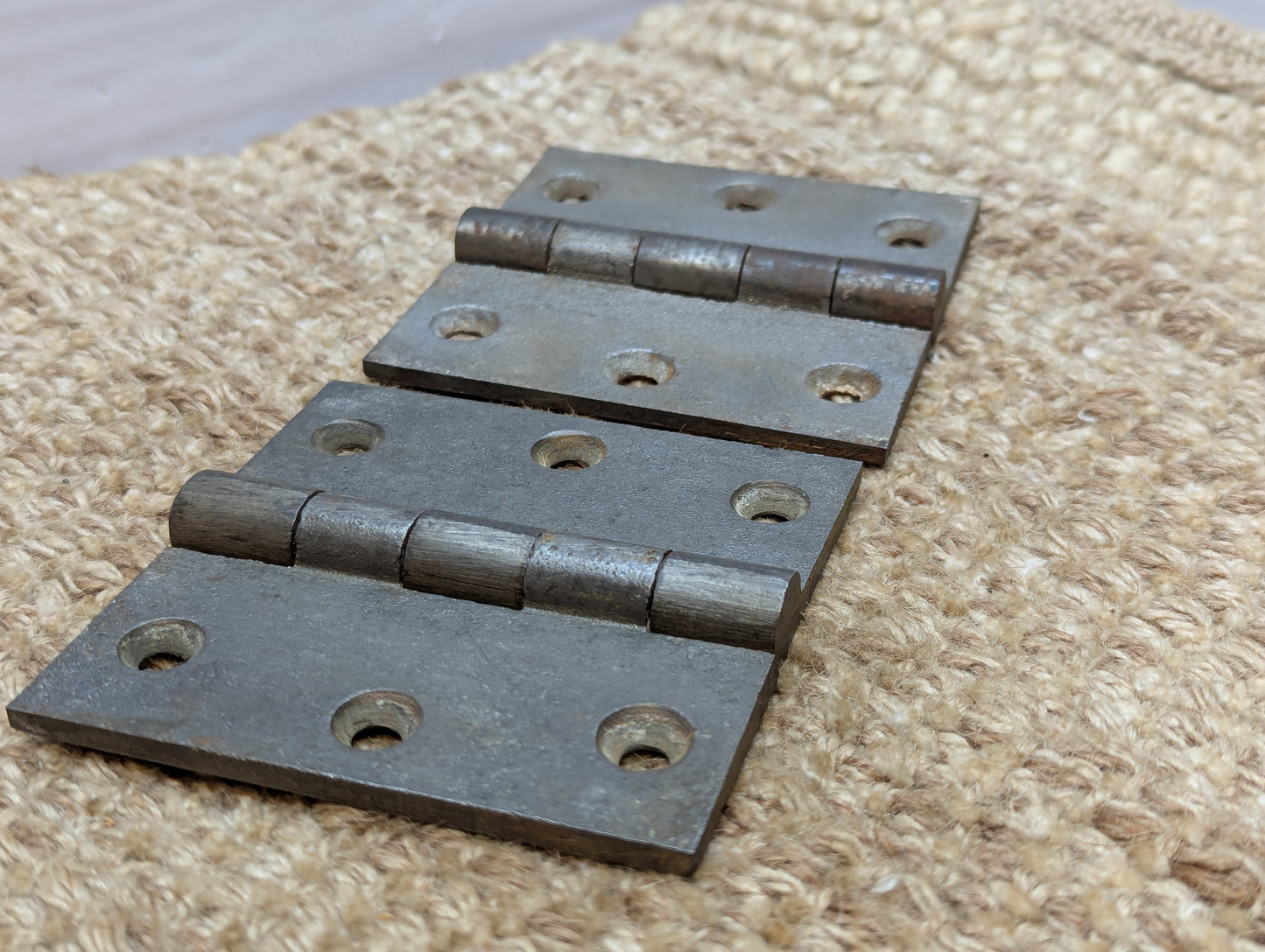 Pair 3 1/2" x 3 1/2" Antique Cast Iron Butt Hinges Door Hardware