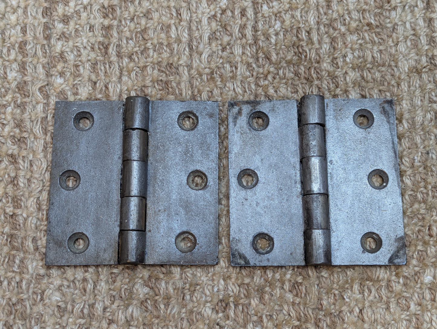 Pair 3 1/2" x 3 1/2" Antique Cast Iron Butt Hinges Door Hardware