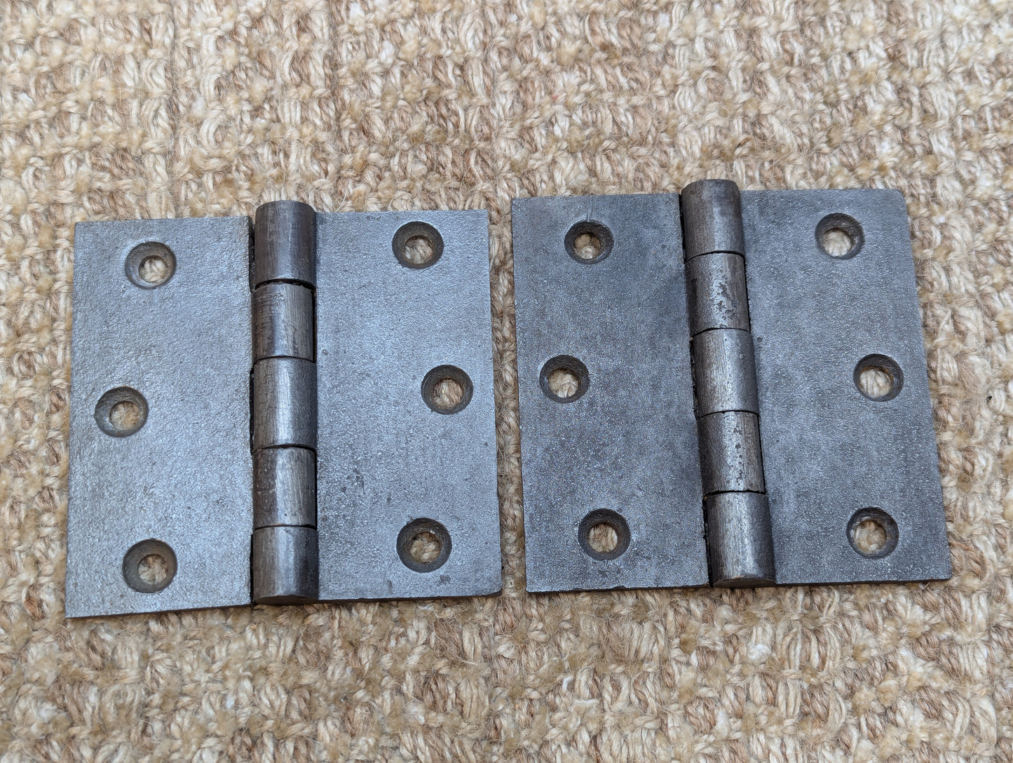 Pair 3 1/2" x 3 1/2" Antique Cast Iron Butt Hinges Door Hardware