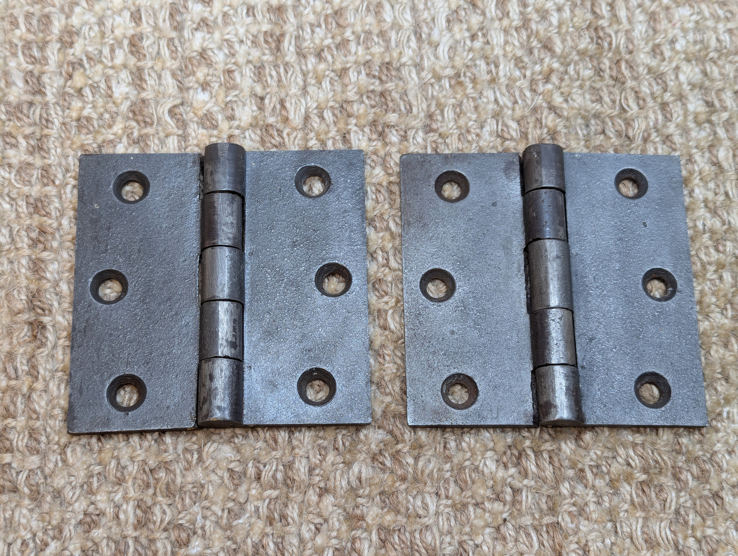Pair 3 1/2" x 3 1/2" Antique Cast Iron Butt Hinges Door Hardware