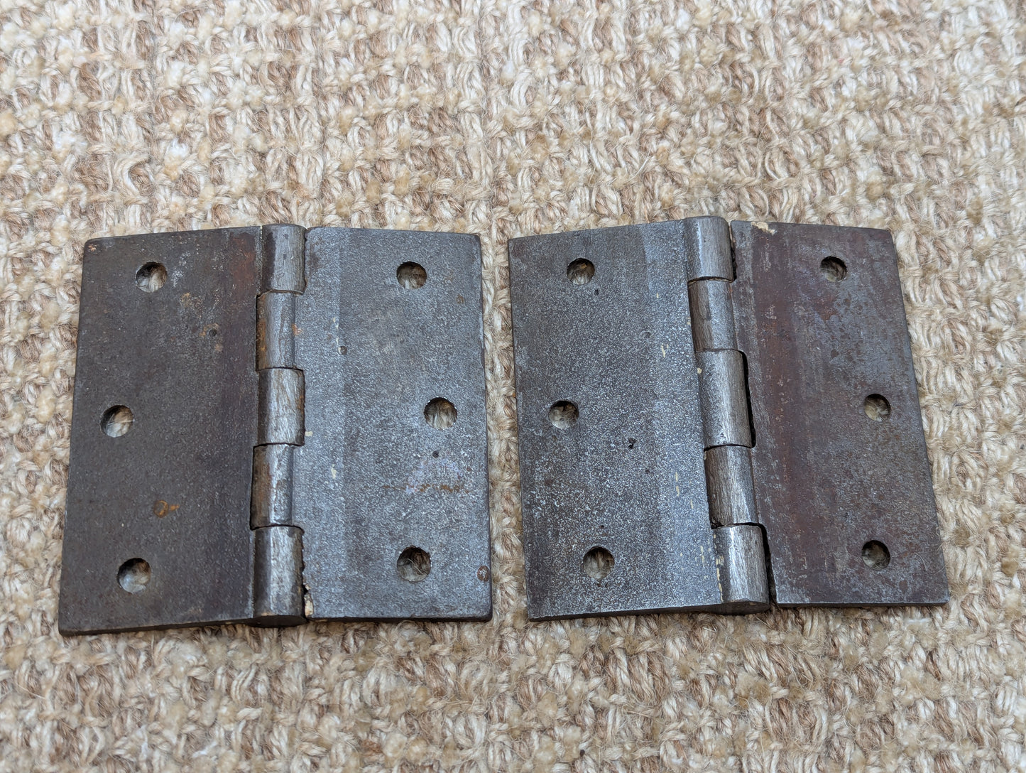Pair 3 1/2" x 3 1/2" Antique Cast Iron Butt Hinges Door Hardware