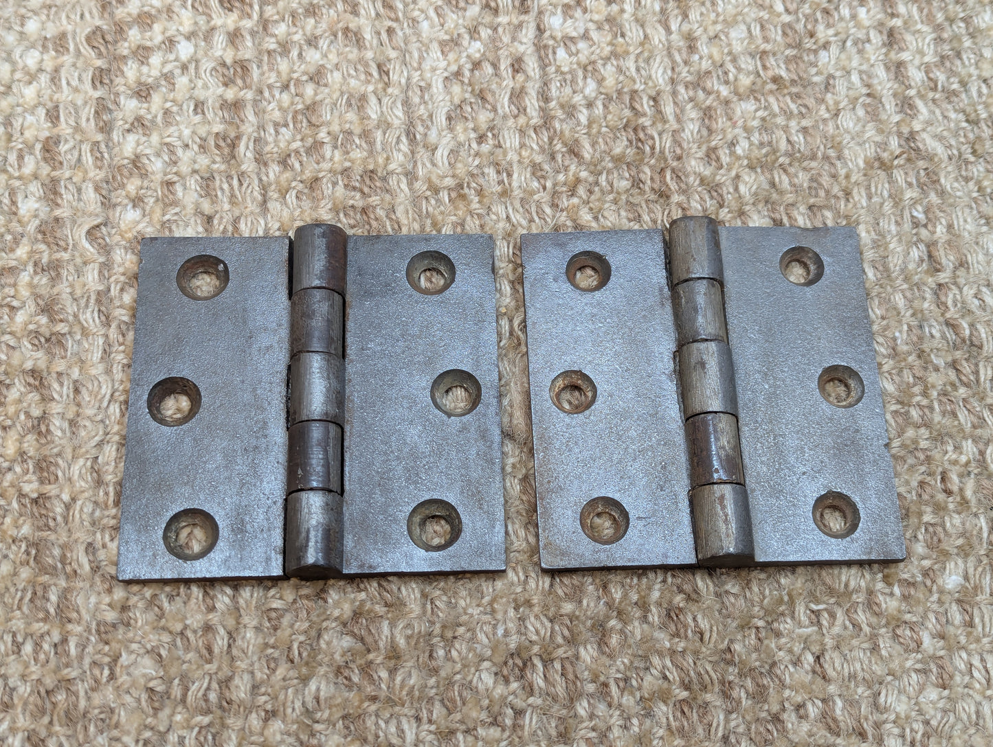 Pair 3 1/2" x 3 1/2" Antique Cast Iron Butt Hinges Door Hardware