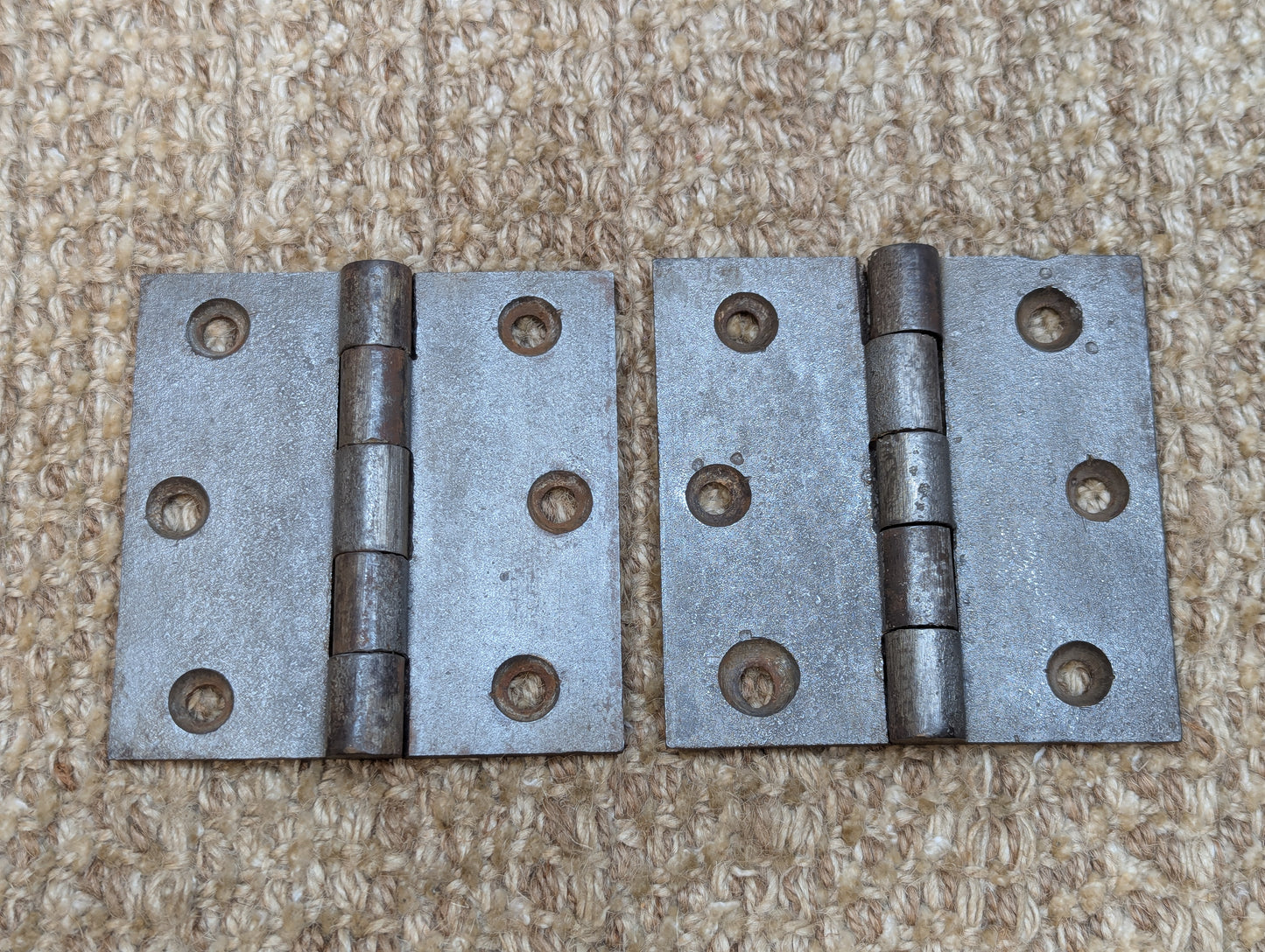 Pair 3 1/2" x 3 1/2" Antique Cast Iron Butt Hinges Door Hardware