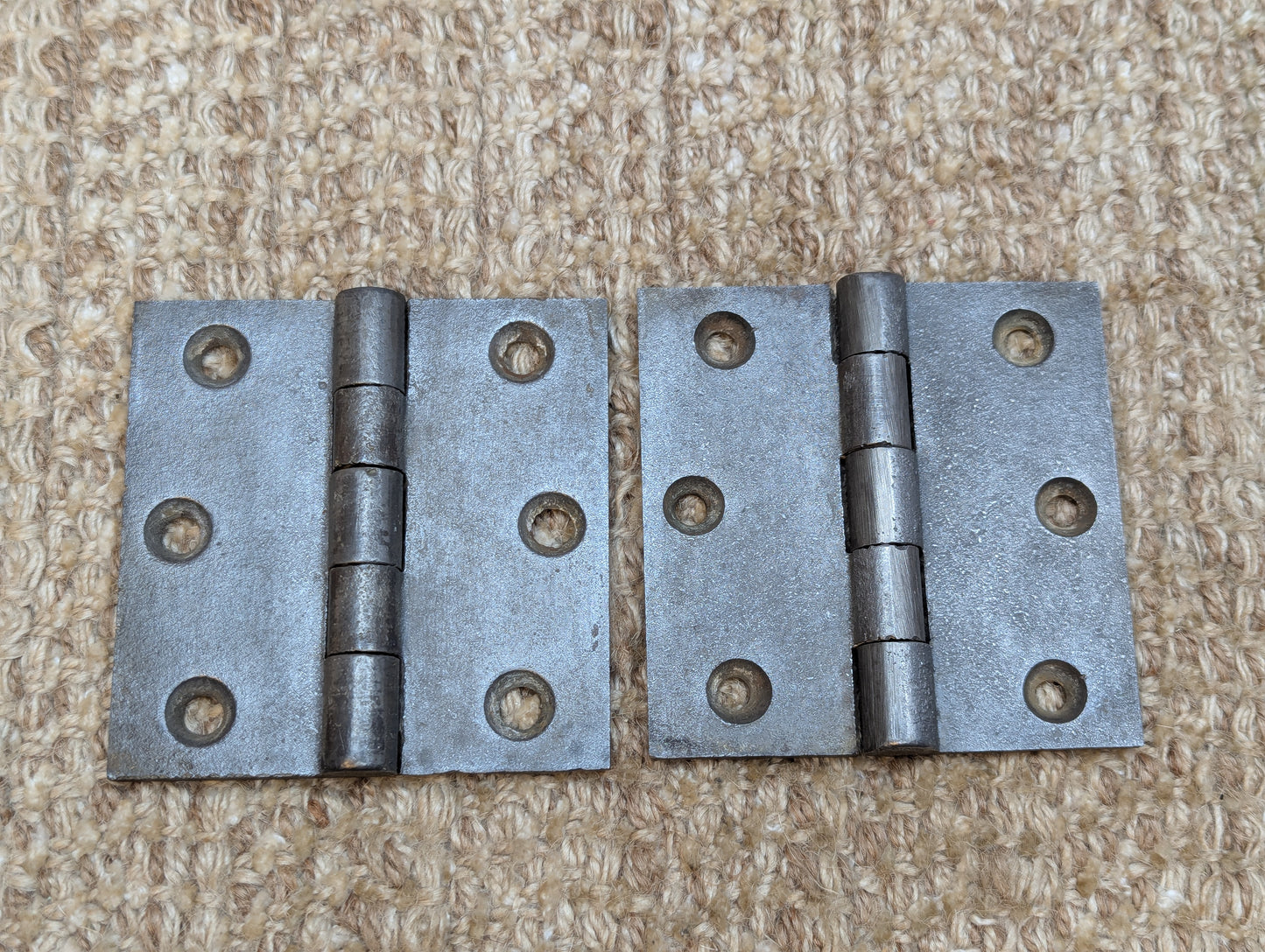 Pair 3 1/2" x 3 1/2" Antique Cast Iron Butt Hinges Door Hardware