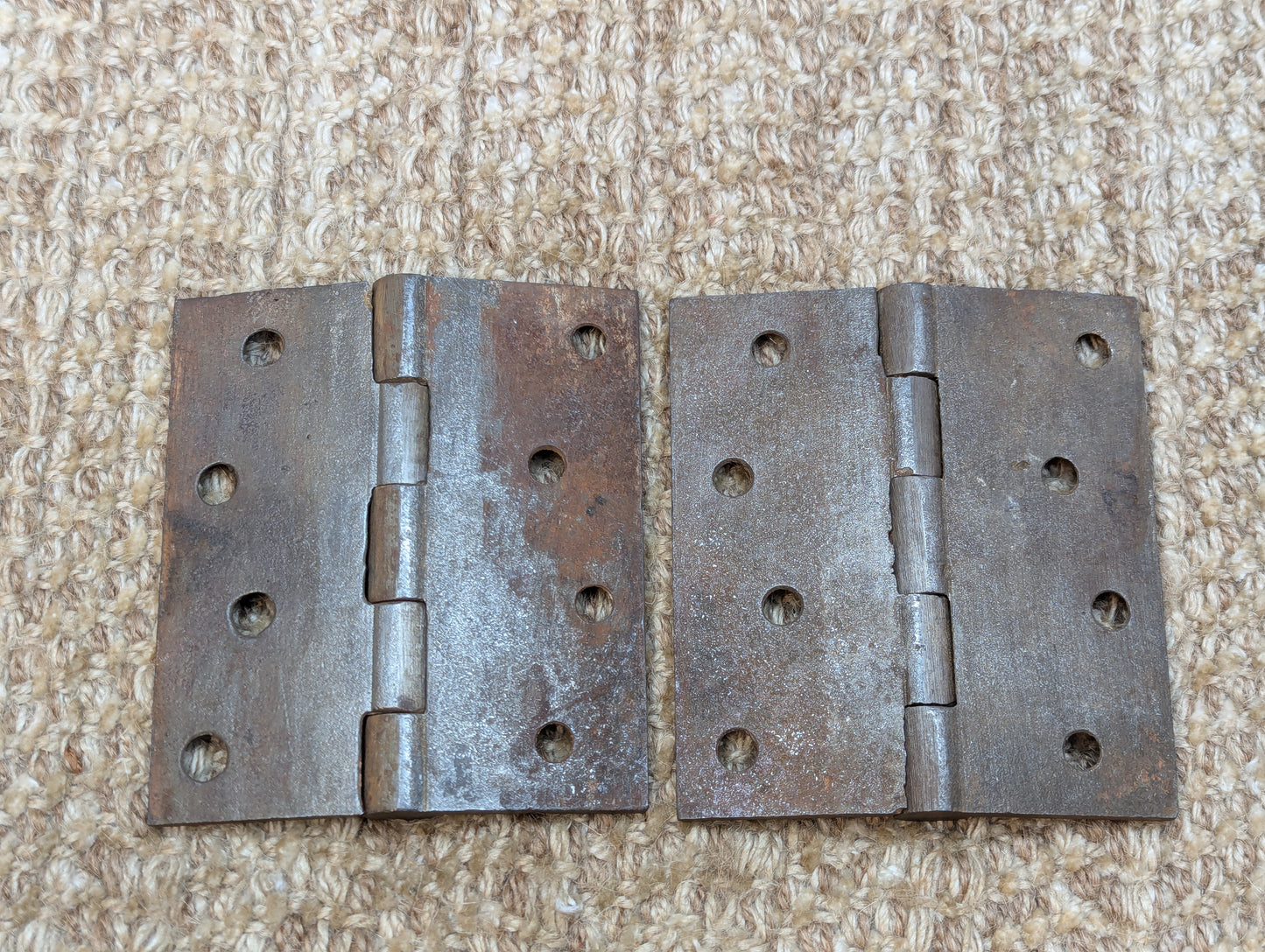 Pair 3 1/2" x 4" Antique Cast Iron Butt Hinges Door Hardware