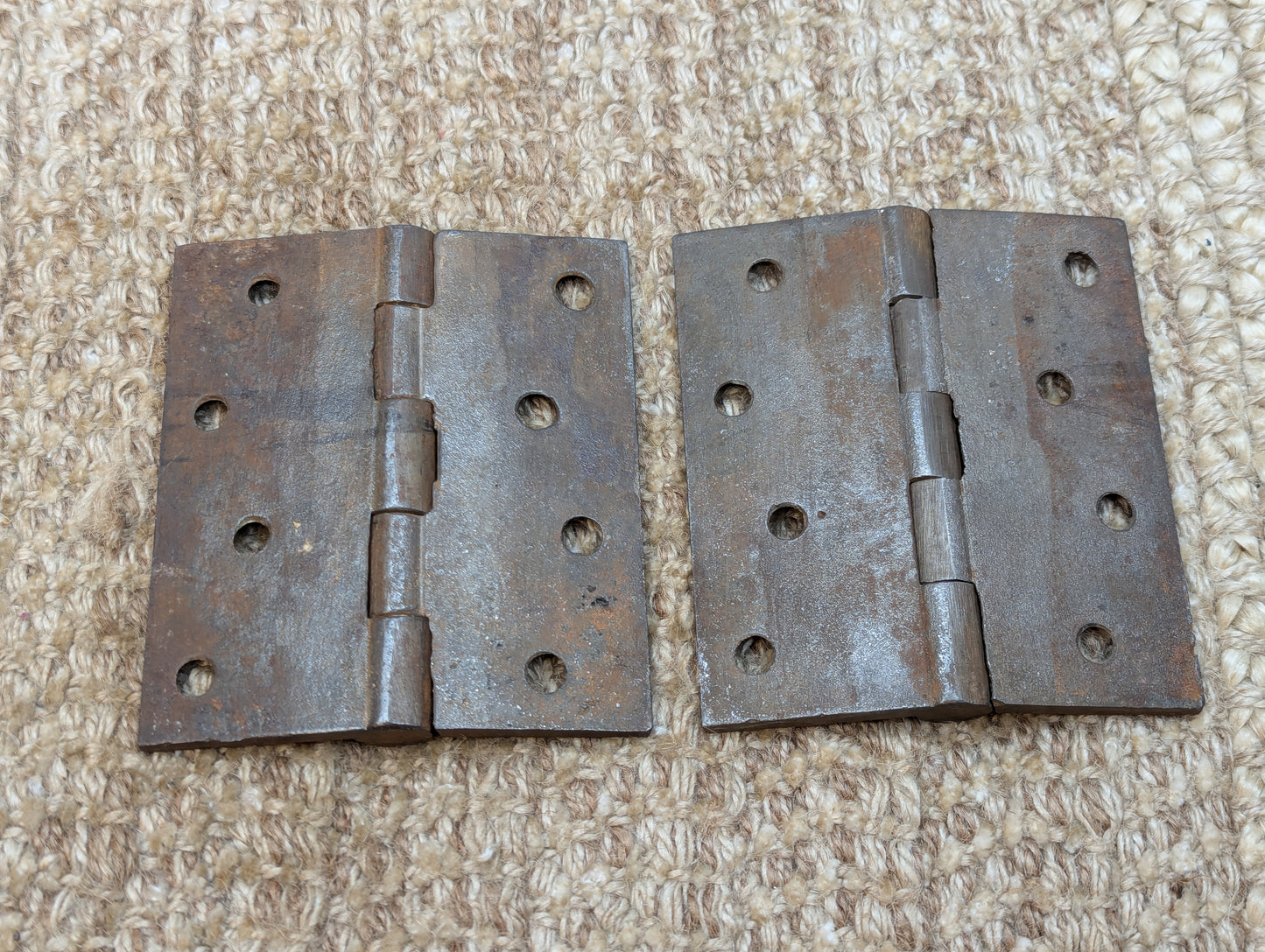 Pair 3 9/16" x 4" Antique Cast Iron Butt Hinges Door Hardware