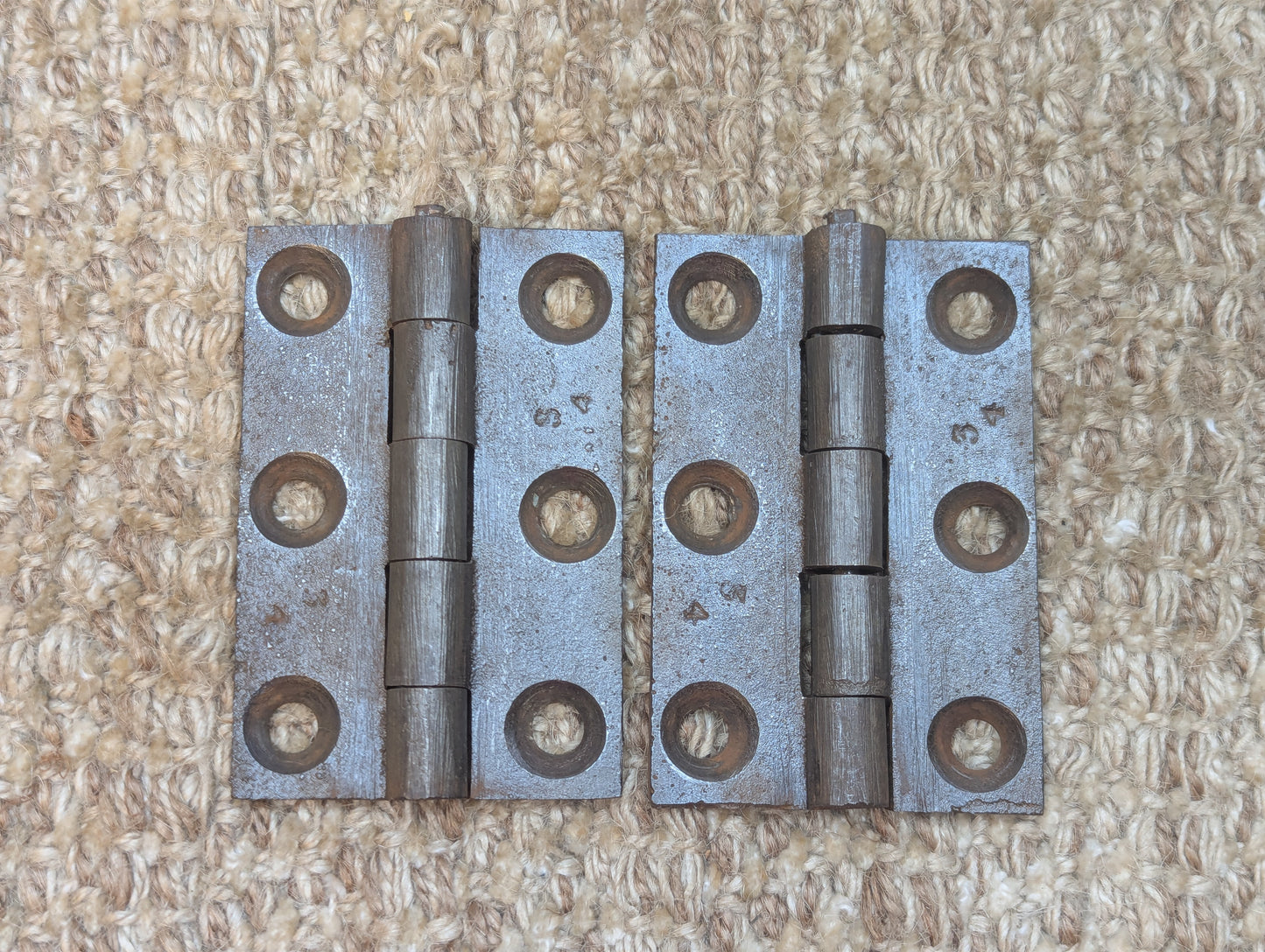 Pair 2 1/16" x 3 3/16" Antique Cast Iron Butt Hinges Door Hardware