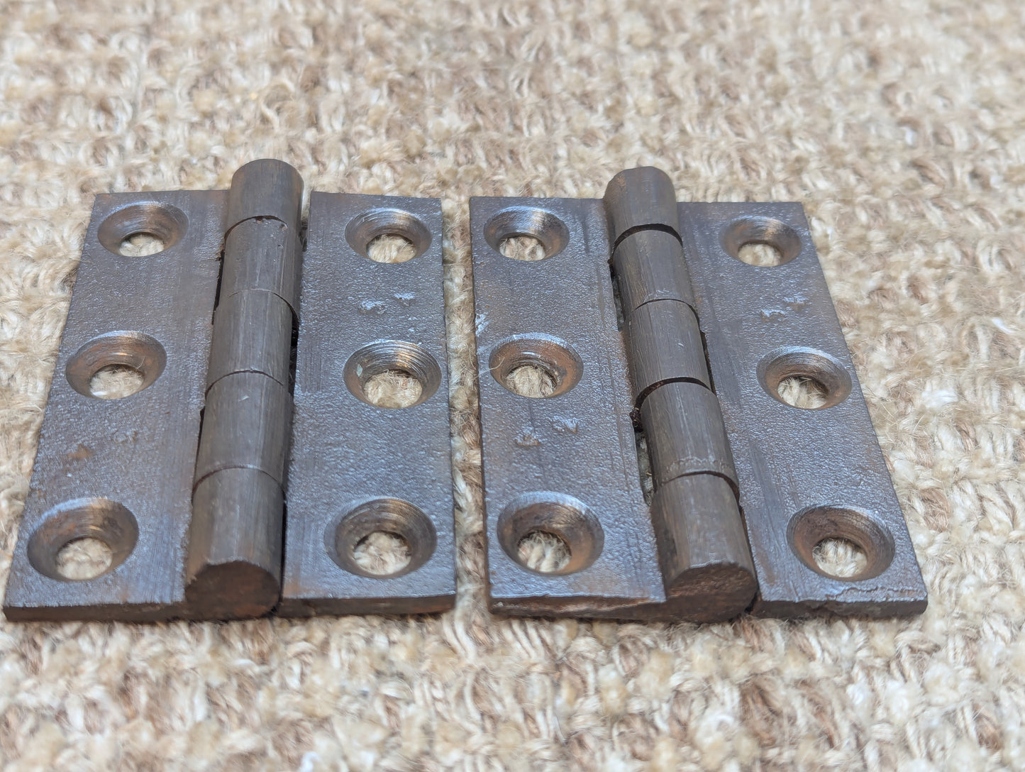 Pair 2 1/16" x 3 3/16" Antique Cast Iron Butt Hinges Door Hardware