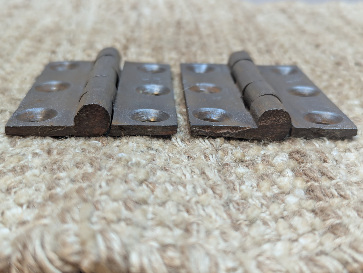 Pair 2 1/16" x 3 3/16" Antique Cast Iron Butt Hinges Door Hardware