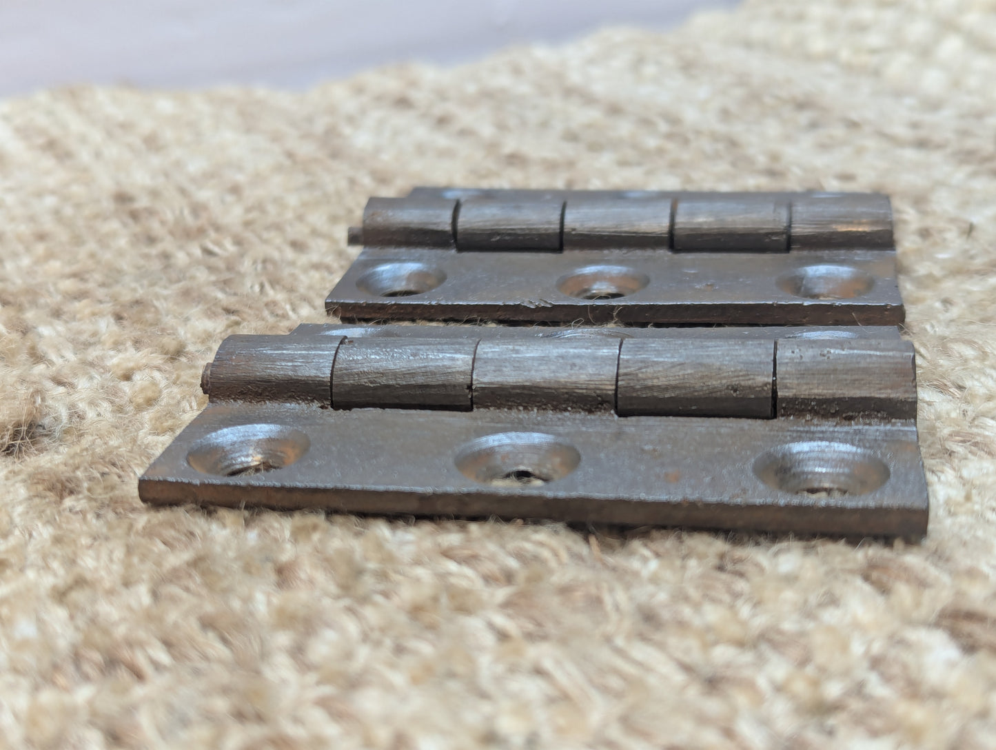 Pair 2 1/16" x 3 3/16" Antique Cast Iron Butt Hinges Door Hardware