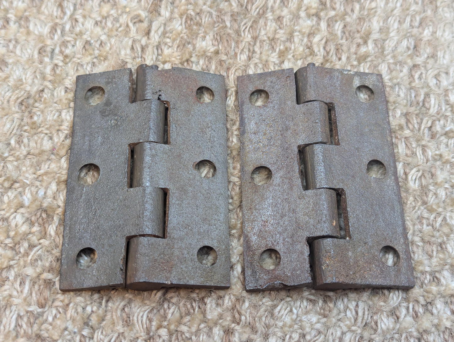 Pair 2 1/16" x 3 3/16" Antique Cast Iron Butt Hinges Door Hardware